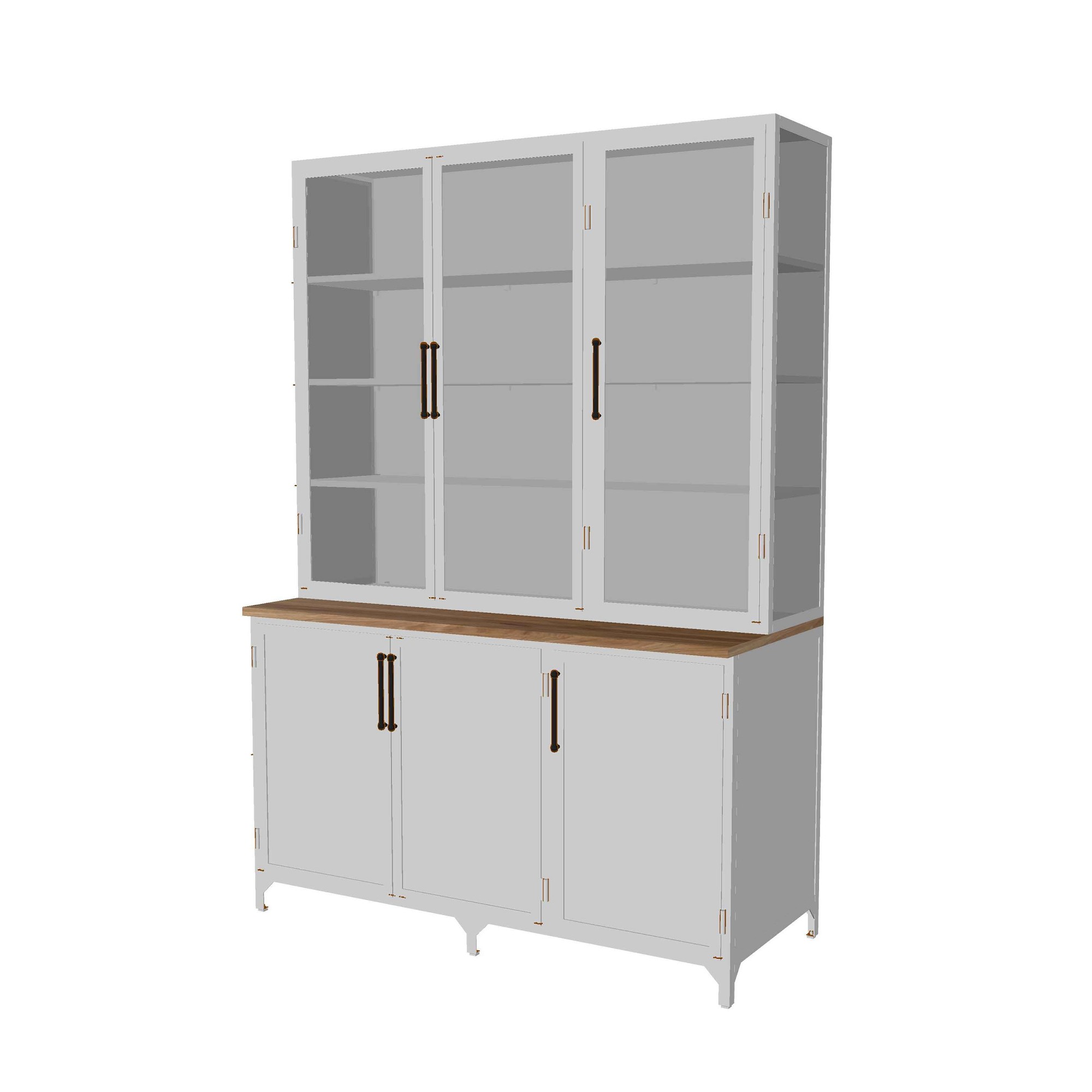 Colt 3- Door Glass Storage Cabinet with Counter (60