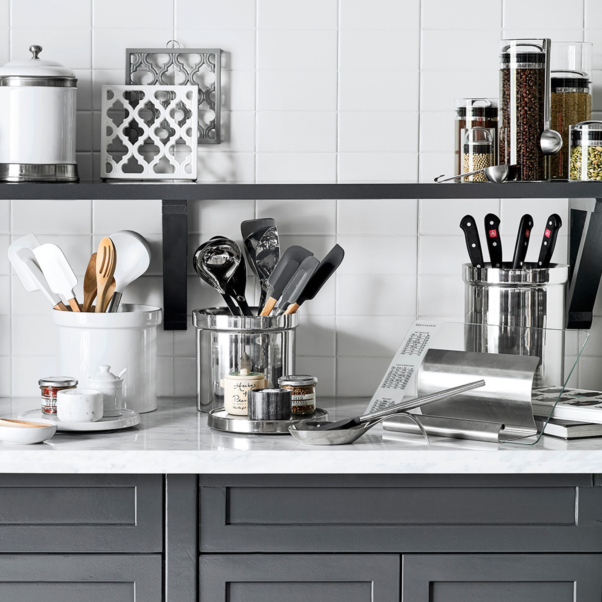 Stainless Steel Partitioned Utensil Holder