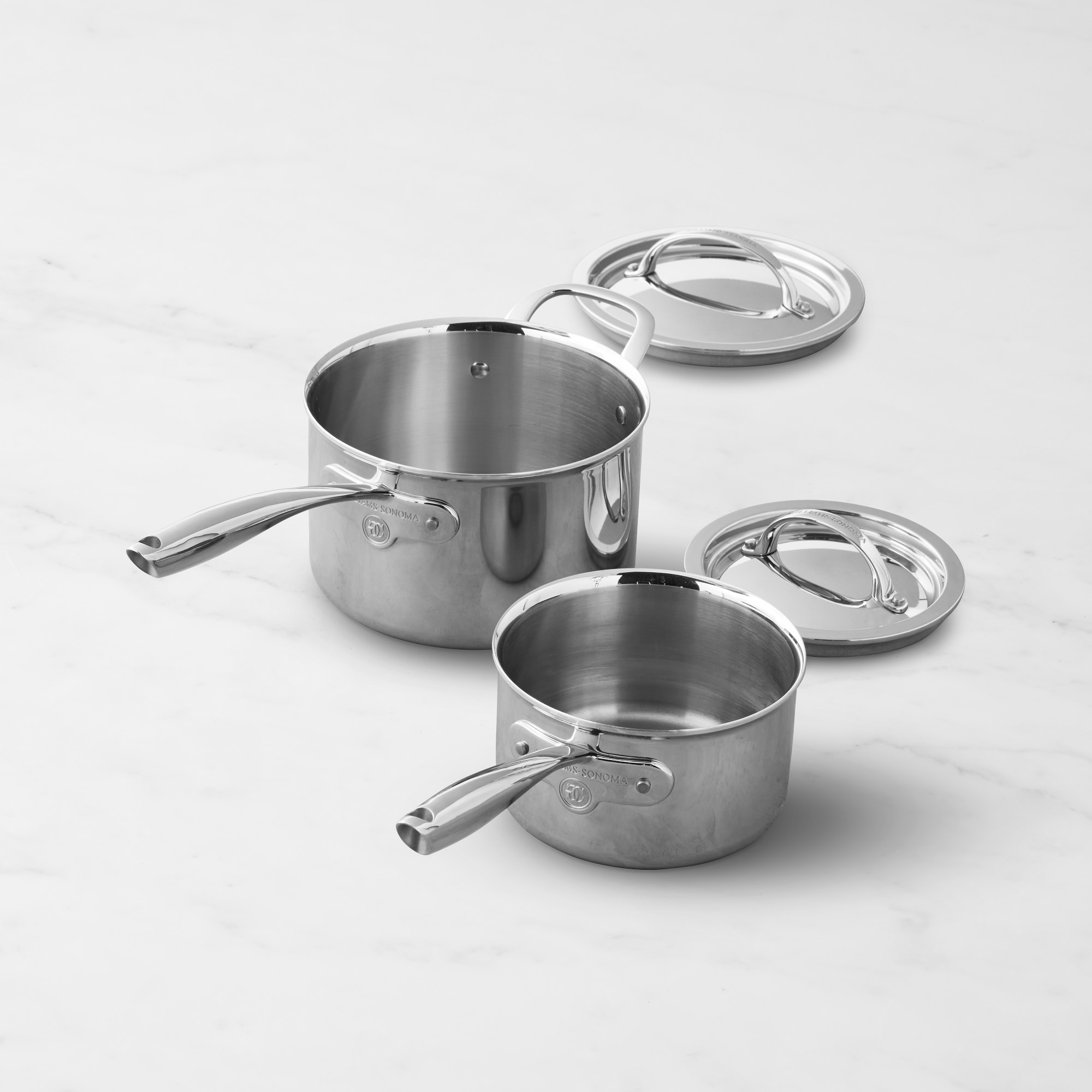 Williams Sonoma Signature Thermo-Clad™ Stainless-Steel Sauce Pan Set of 2