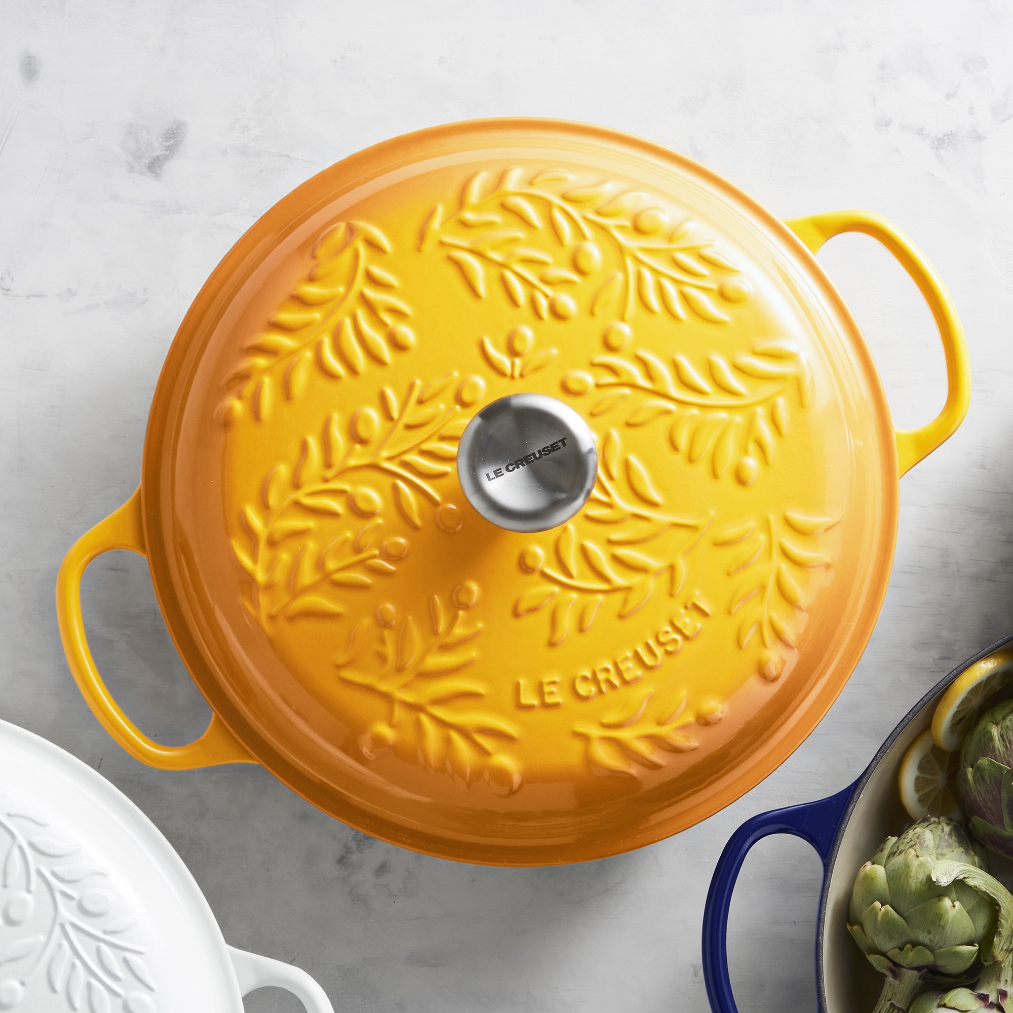 Le Creuset Enameled Cast Iron Olive Branch Braiser, 3 1/2-Qt.