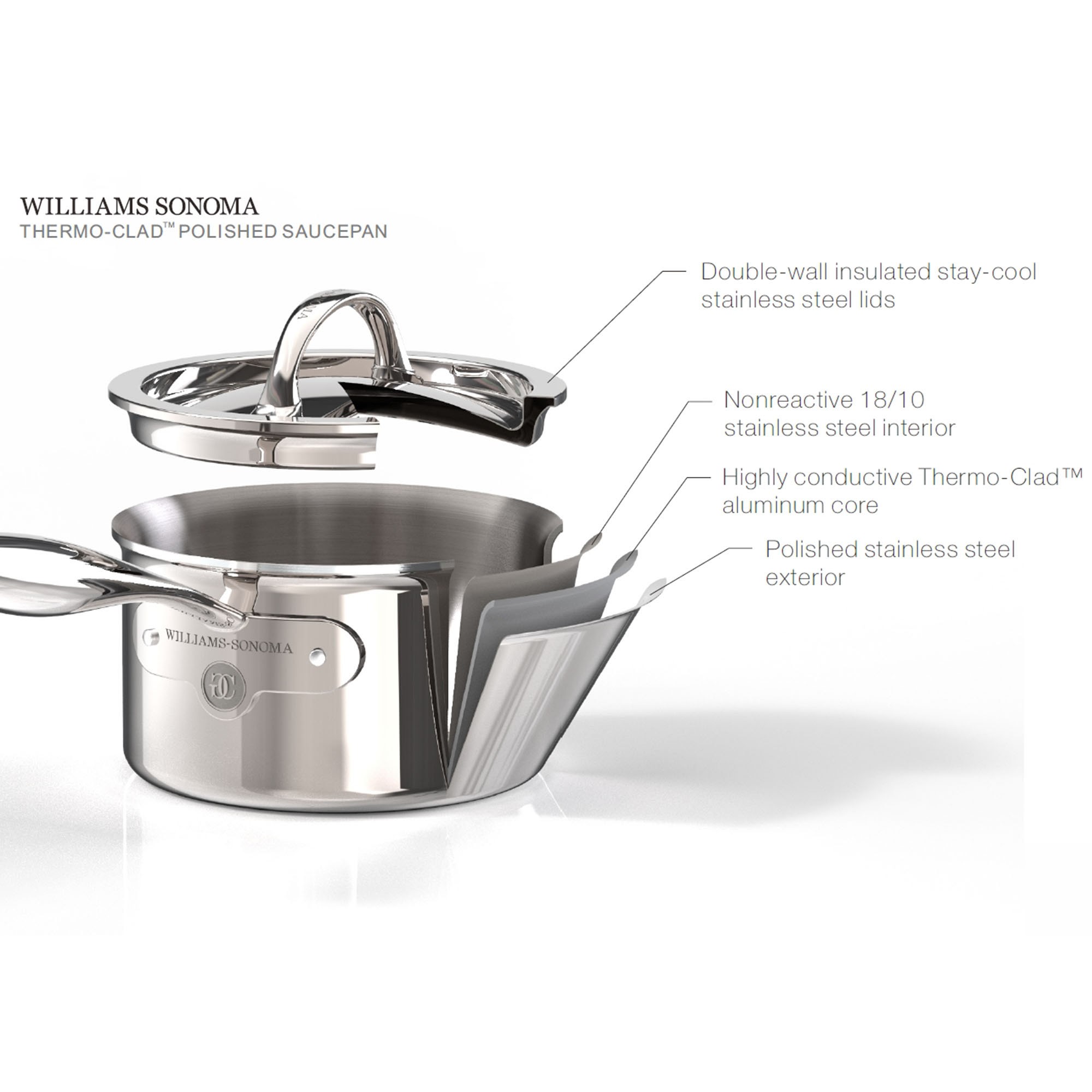 Williams Sonoma Signature Thermo-Clad™ Stainless-Steel Saucepan