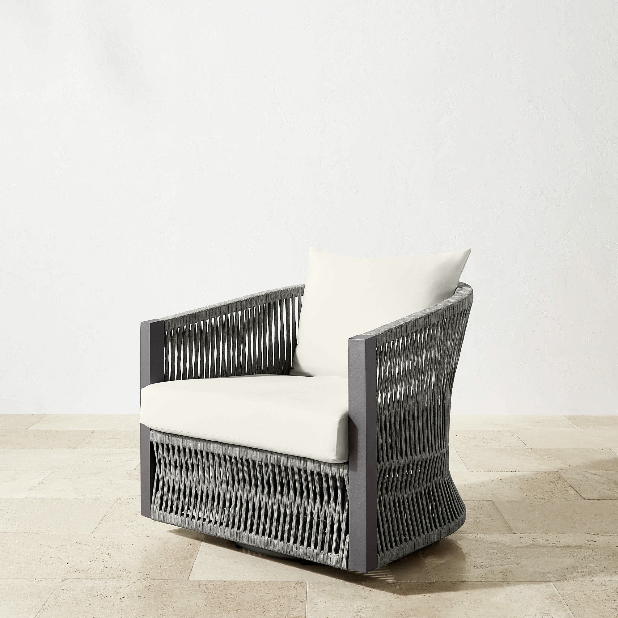 Pasadena Outdoor Metal and Rope Swivel Chair