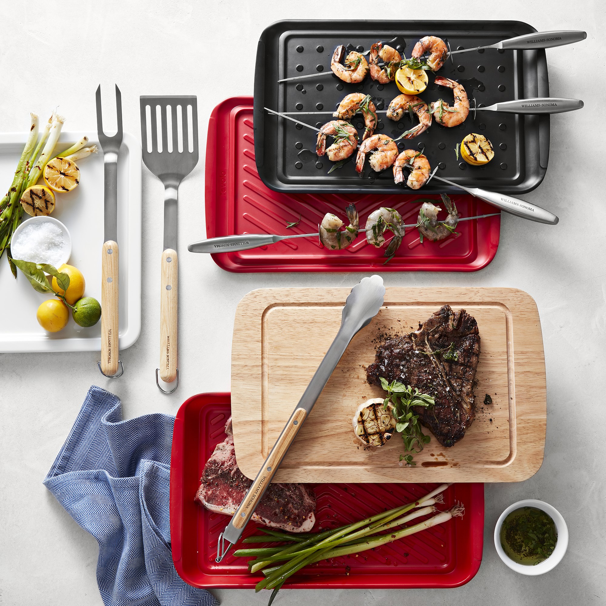 Williams Sonoma 3-Piece BBQ Set, Ashwood Handled