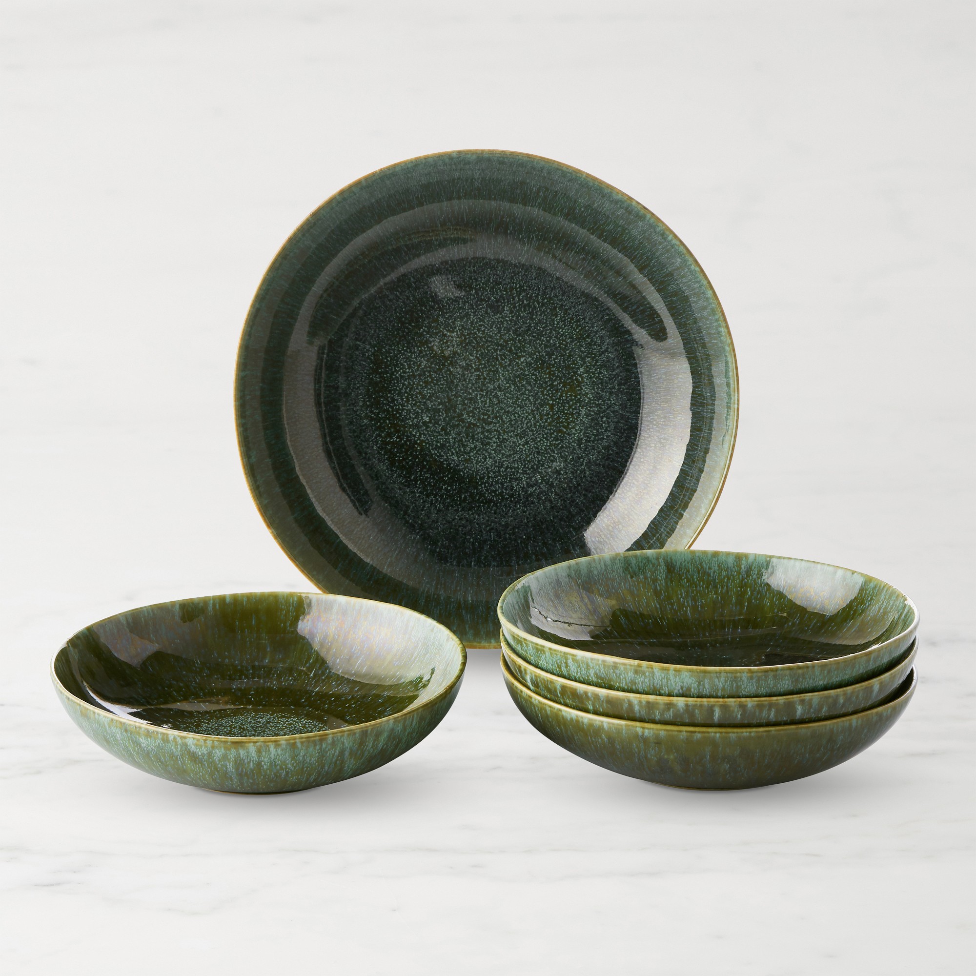 Cyprus Reactive Glaze Pasta Bowl Set with Serving Bowl