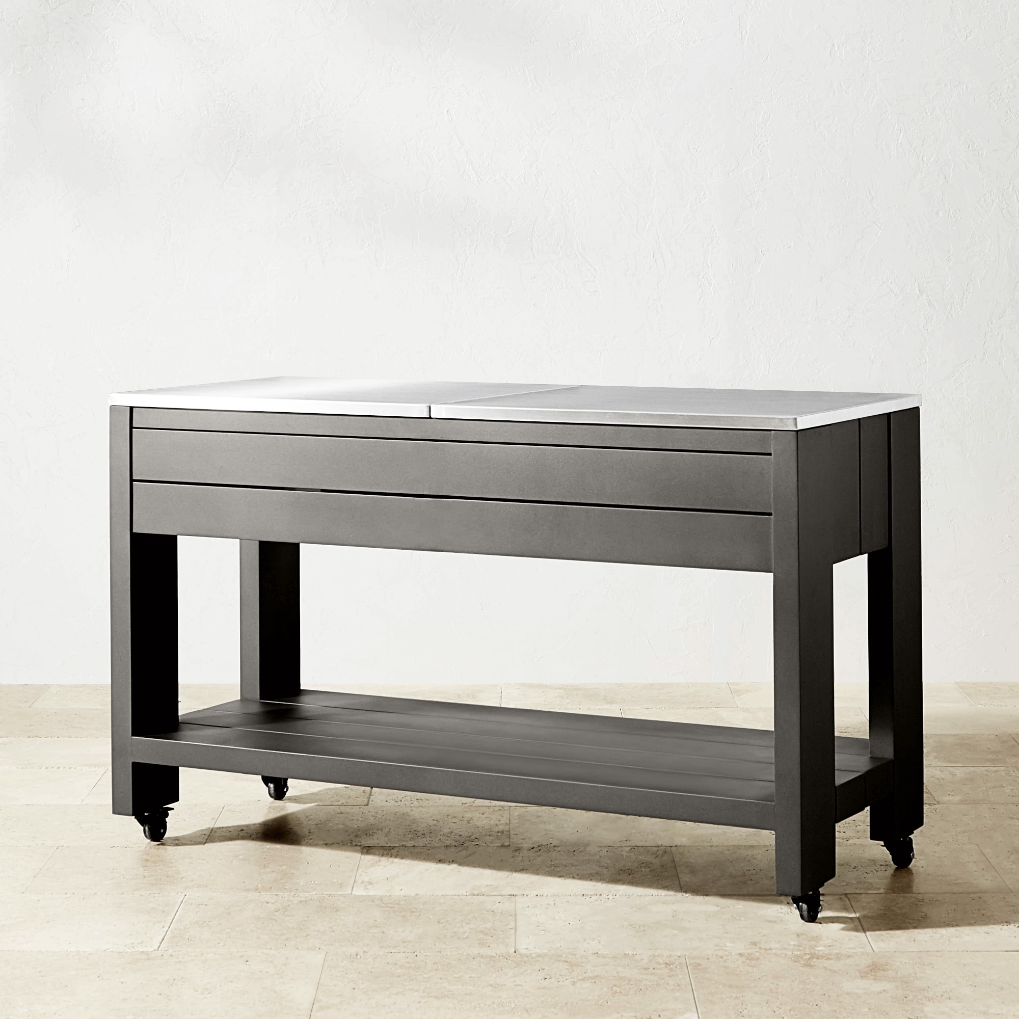 Larnaca Outdoor Slate Grey Metal Prep Table (58