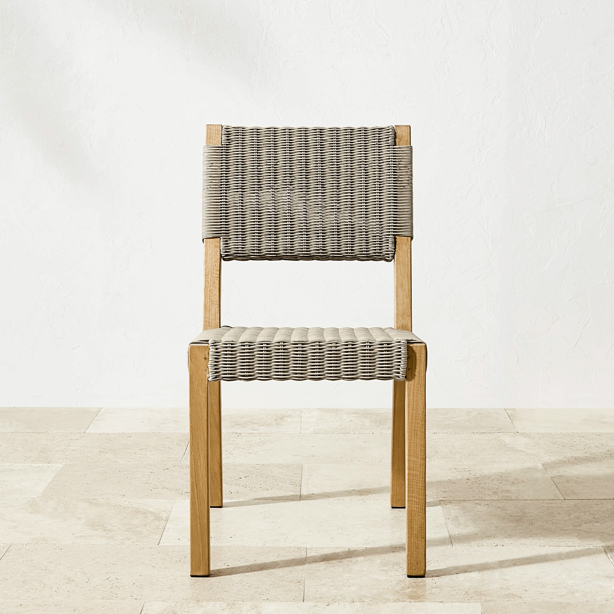 Larnaca Outdoor Natural Teak x All-Weather Weave Dining Side Chair