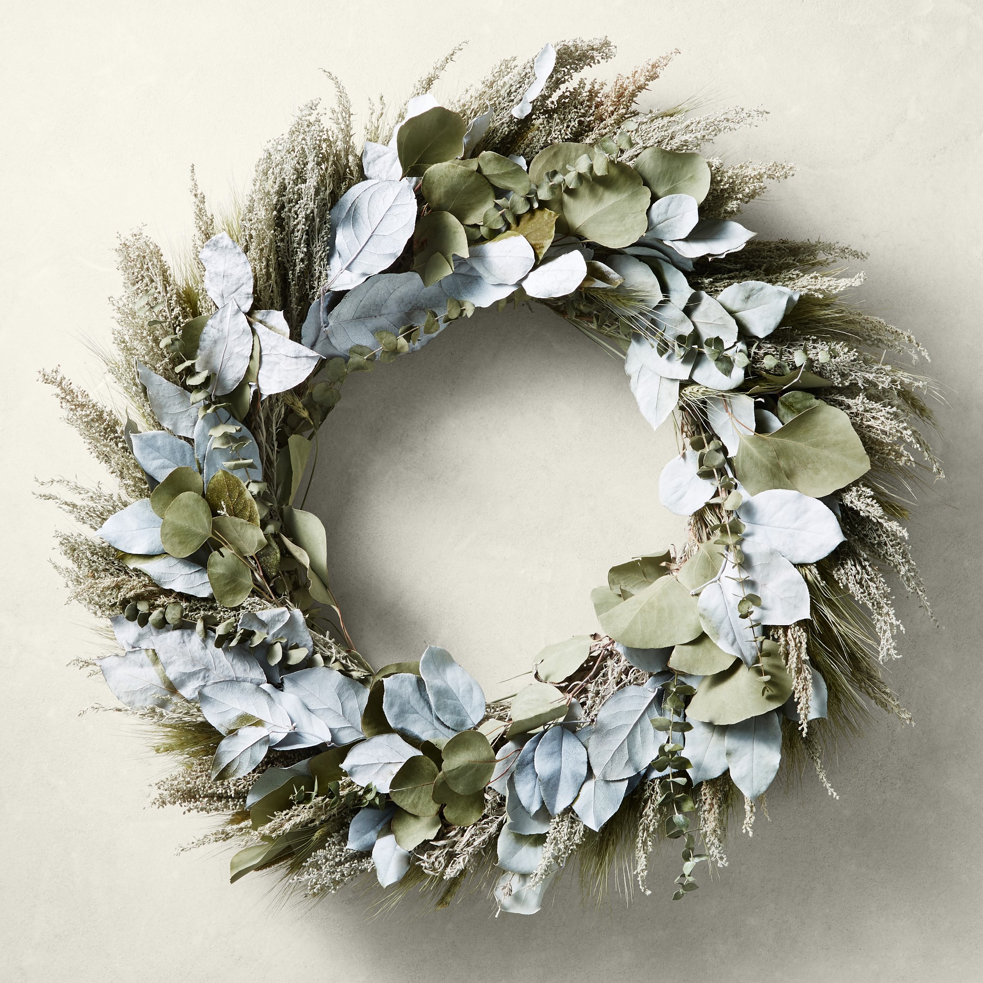 Painted Salal and Eucalyptus Live Wreath