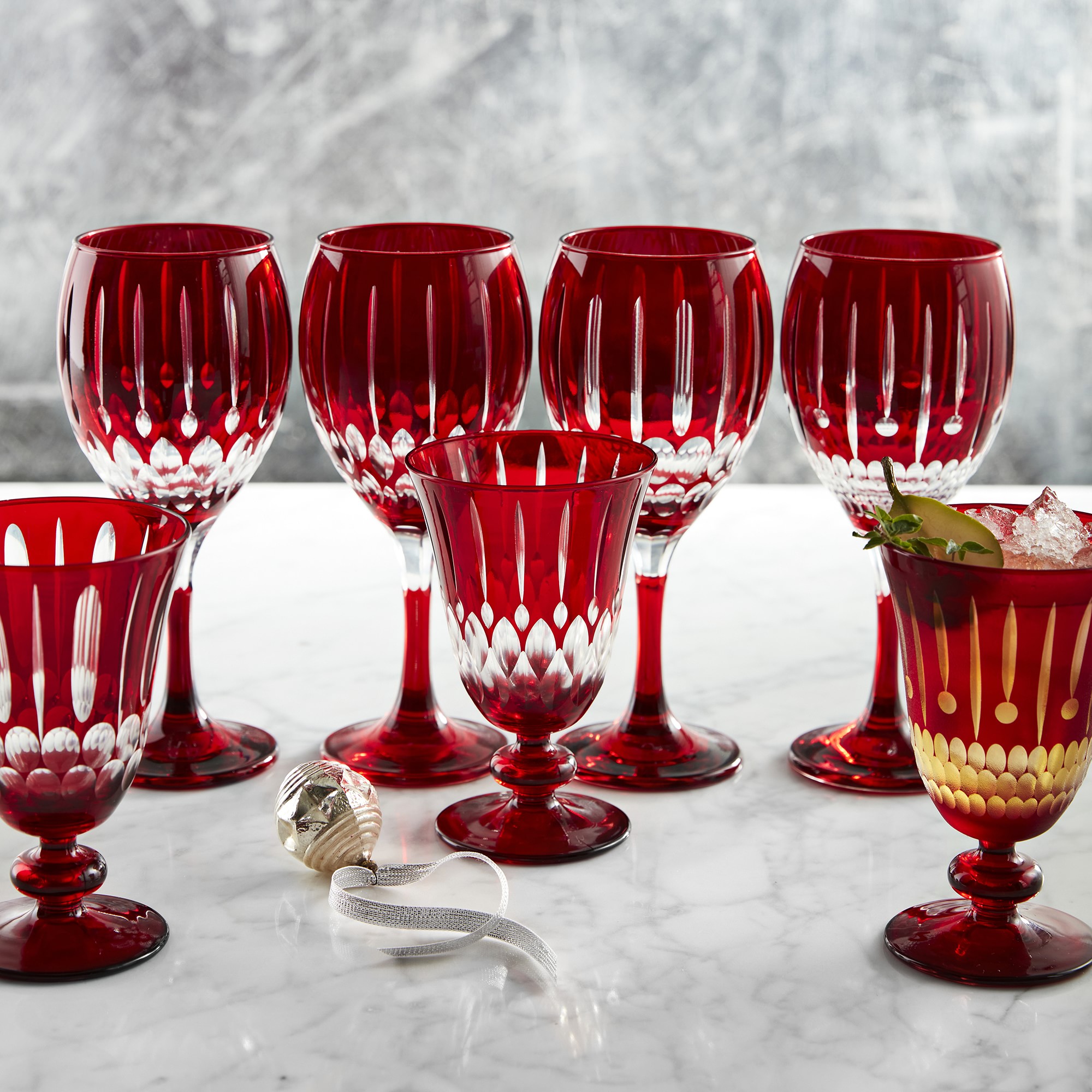Wilshire Jewel Cut Mixed Wine Glasses, Set of 4