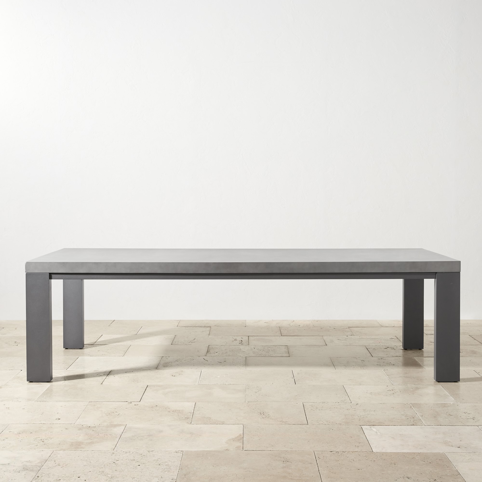 Larnaca Outdoor Slate Grey Metal Fiberstone Dining Table (96