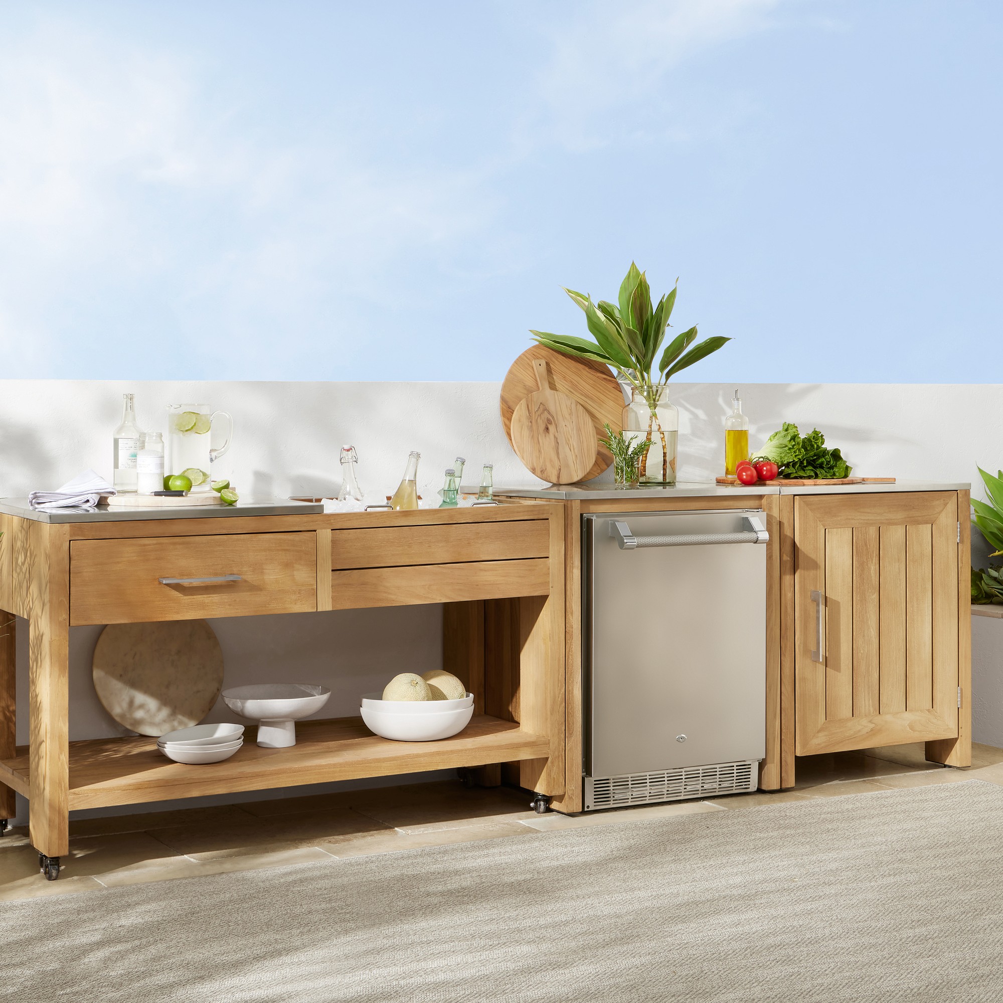 Larnaca Outdoor Teak Prep Table (58