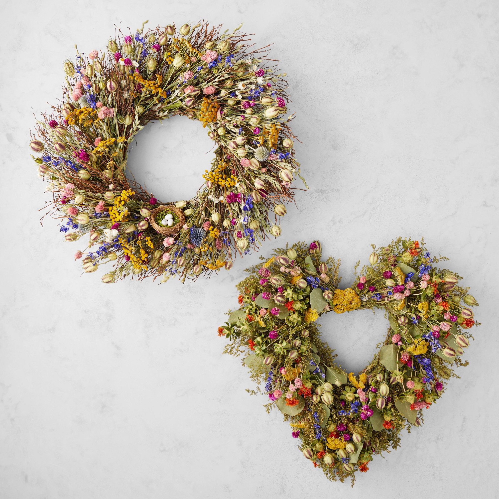 Spring Floral Nest Live Wreath, 22