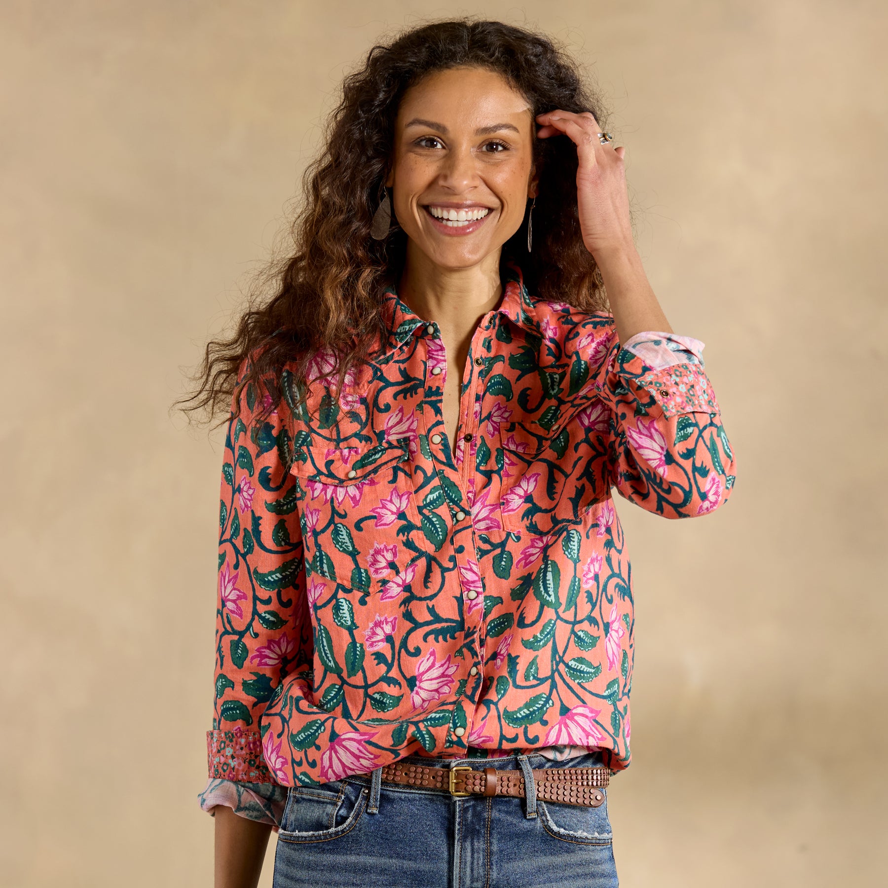 Willow Linen Floral Shirt, Petite