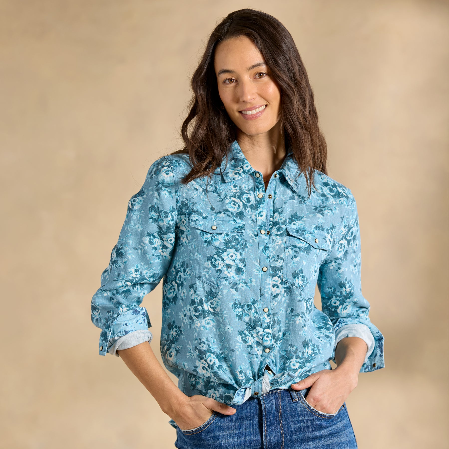 Willow Linen Floral Shirt, Petite