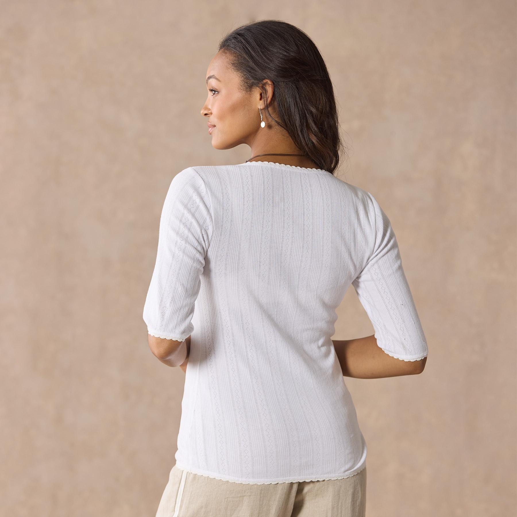 Perfect Pointelle 1/2 Sleeve Tee, Petite