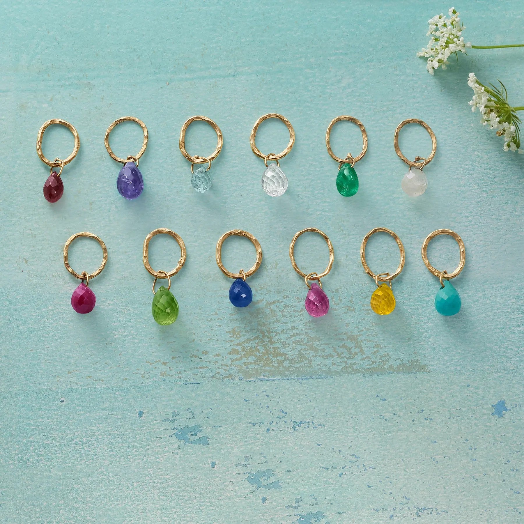 Faceted Birthstone Charms, Gold