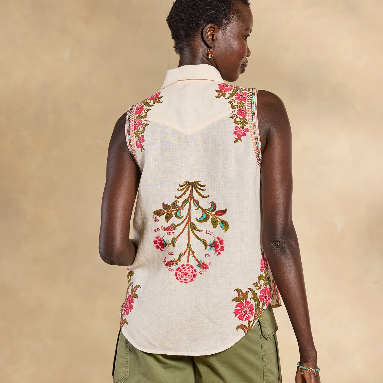 Willow Linen Floral Sleeveless Top