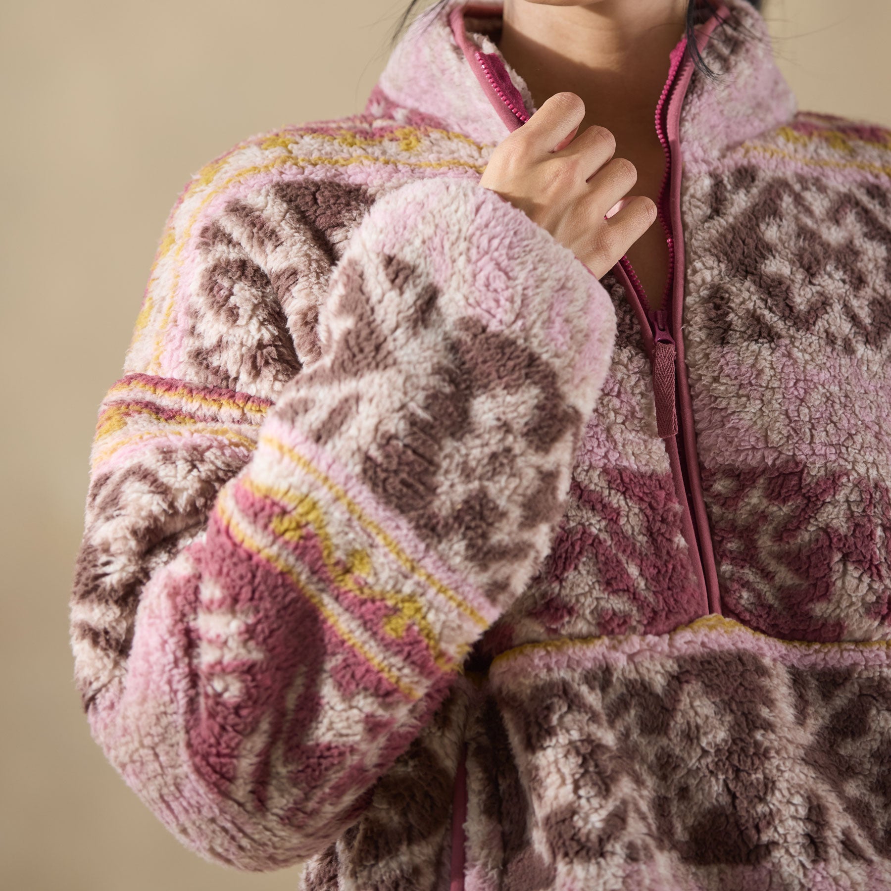 Printed Heidi Sherpa Pullover, Petite