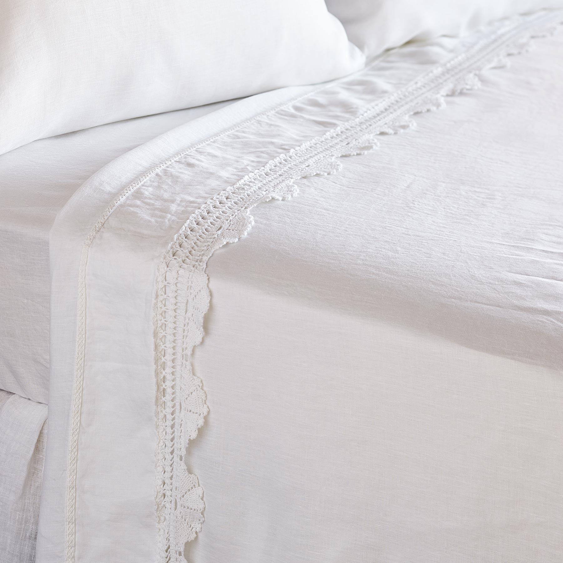 Gossamer Linen Crochet Flat Sheet
