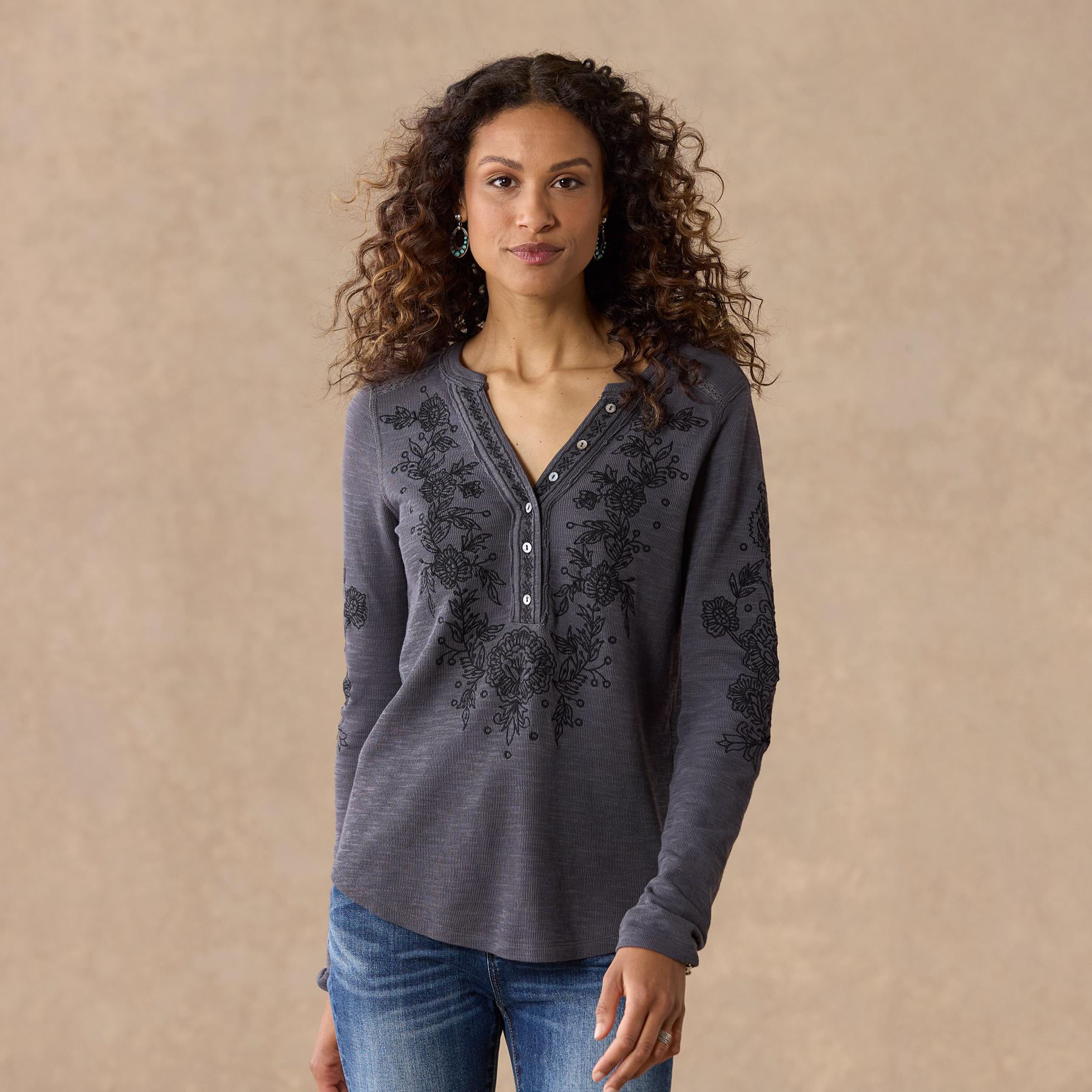 Artisan Floral Henley, Petite