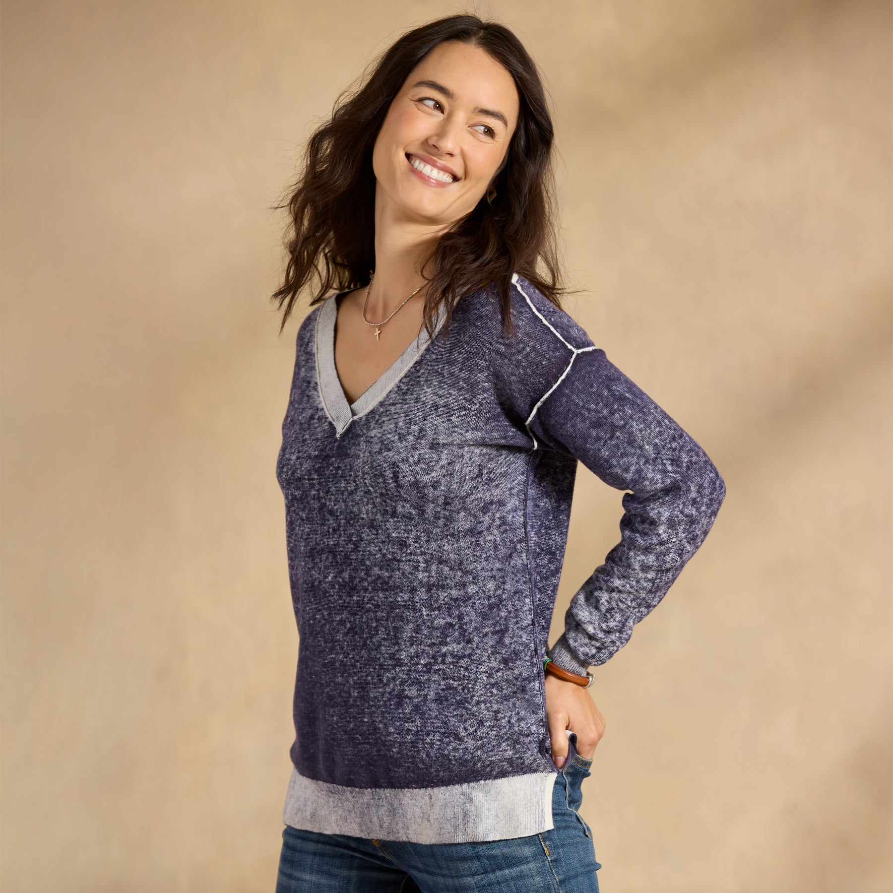 Samantha V-Neck Sweater, Petite
