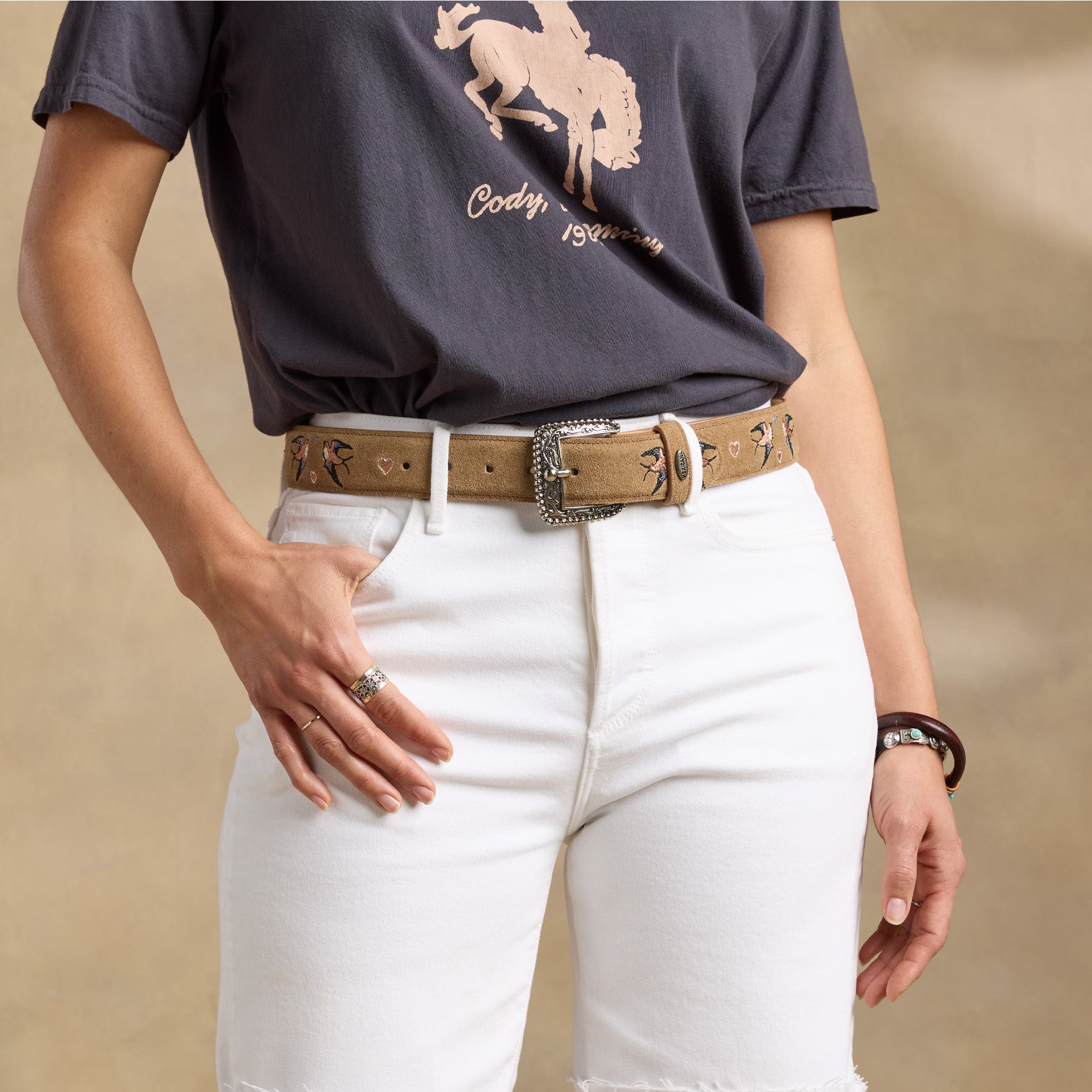 Swallow Song Embroidered Belt