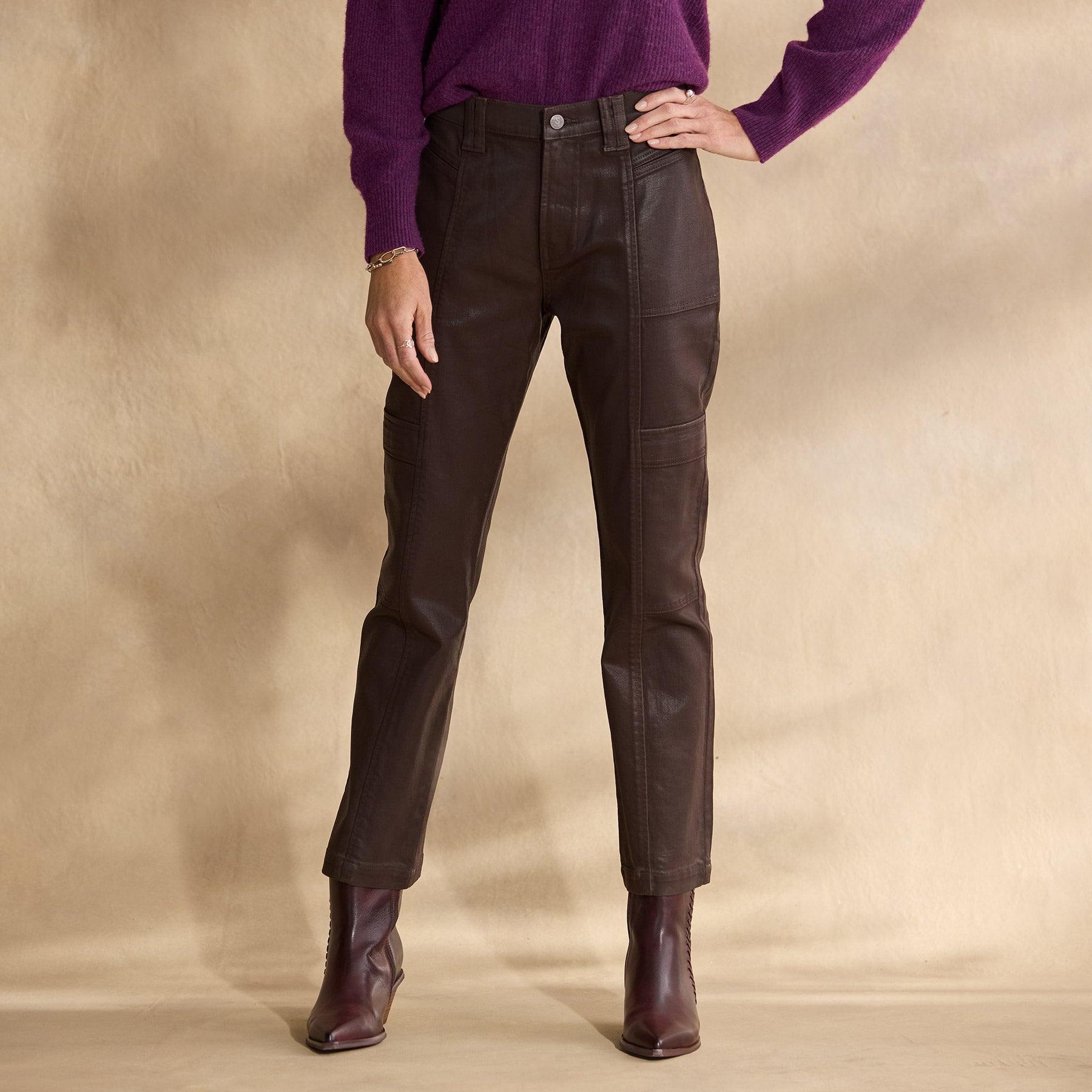 Coated Bronte Cargo Pants, Petite