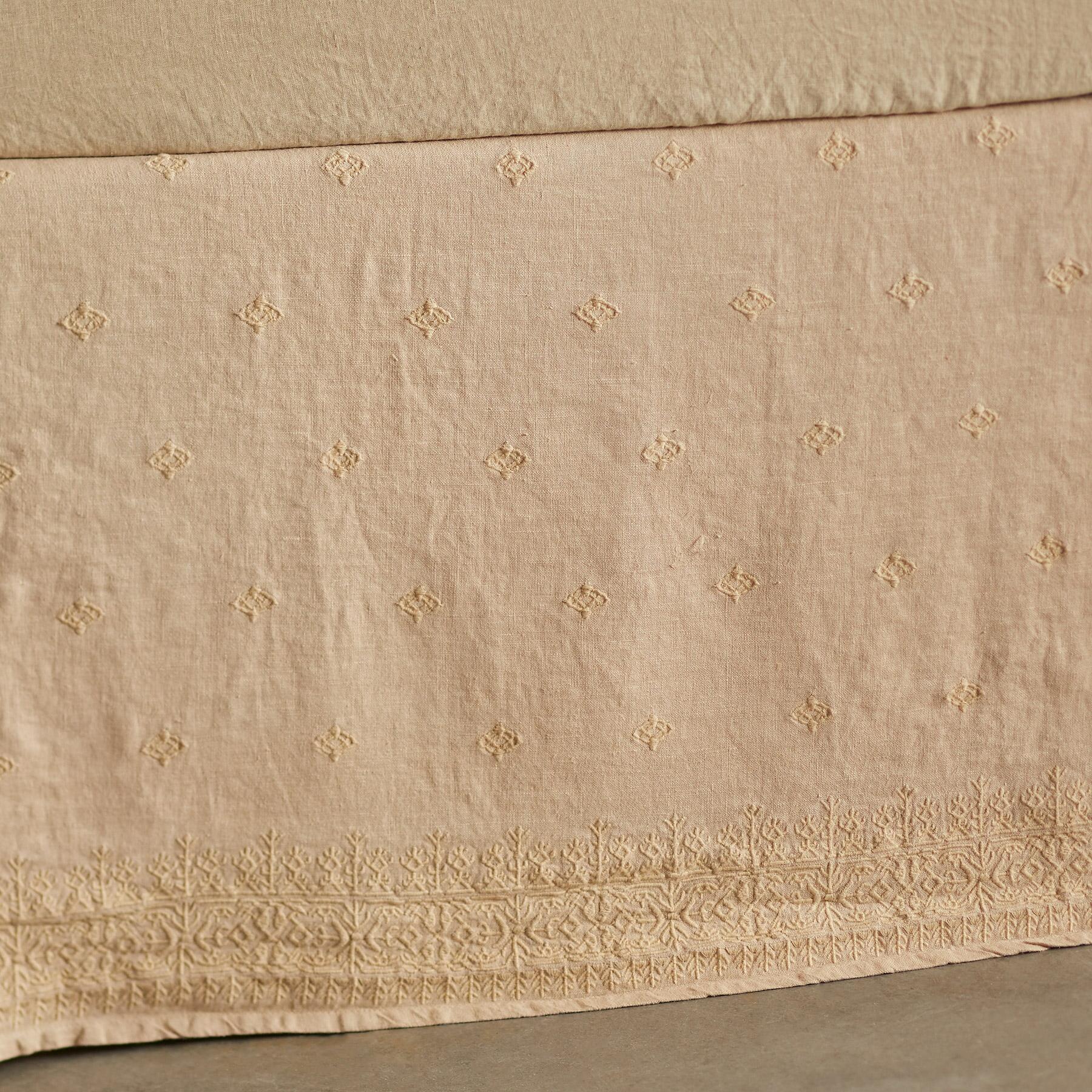 Gossamer Linen Embroidery Bedskirt