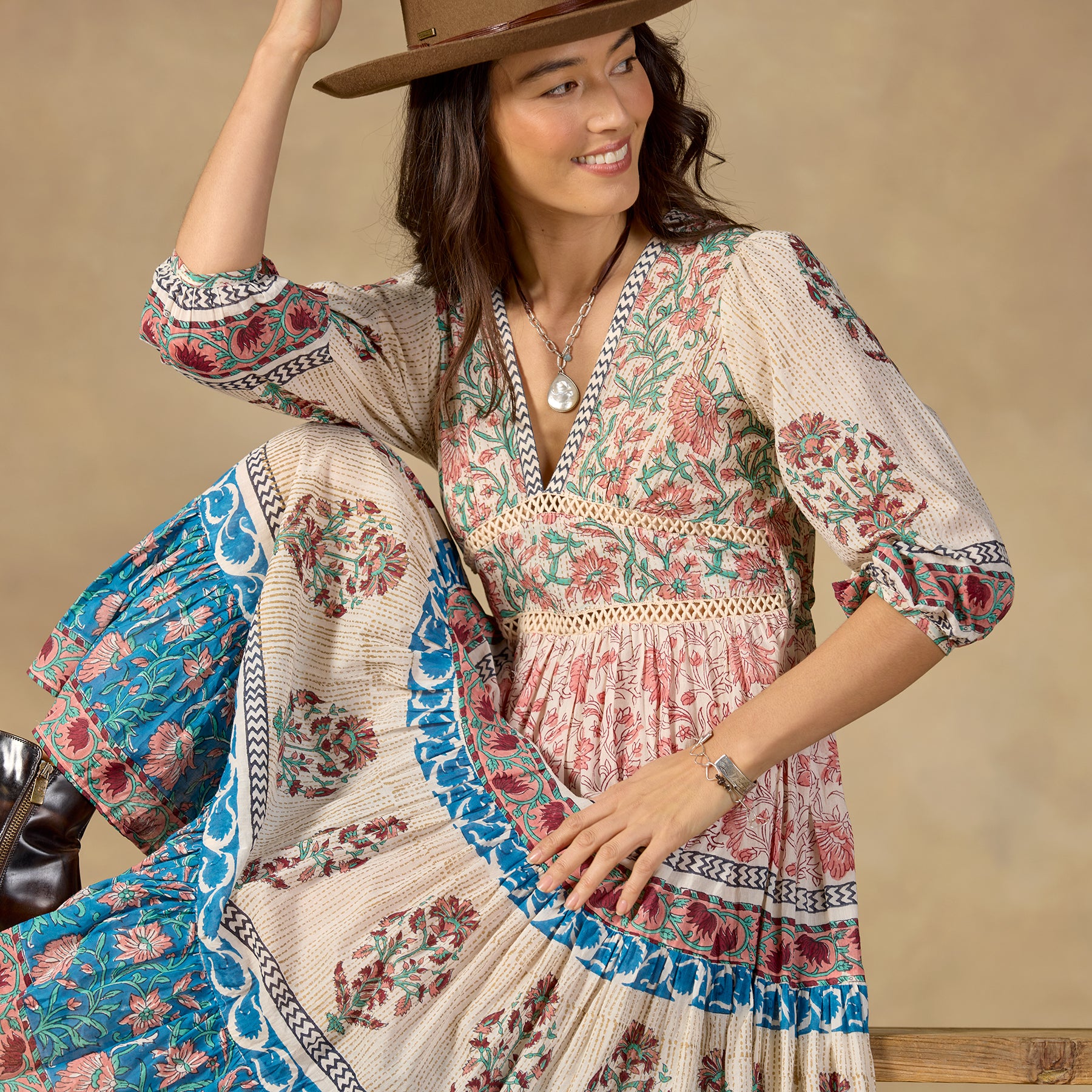 Peacock Flare Midi Dress