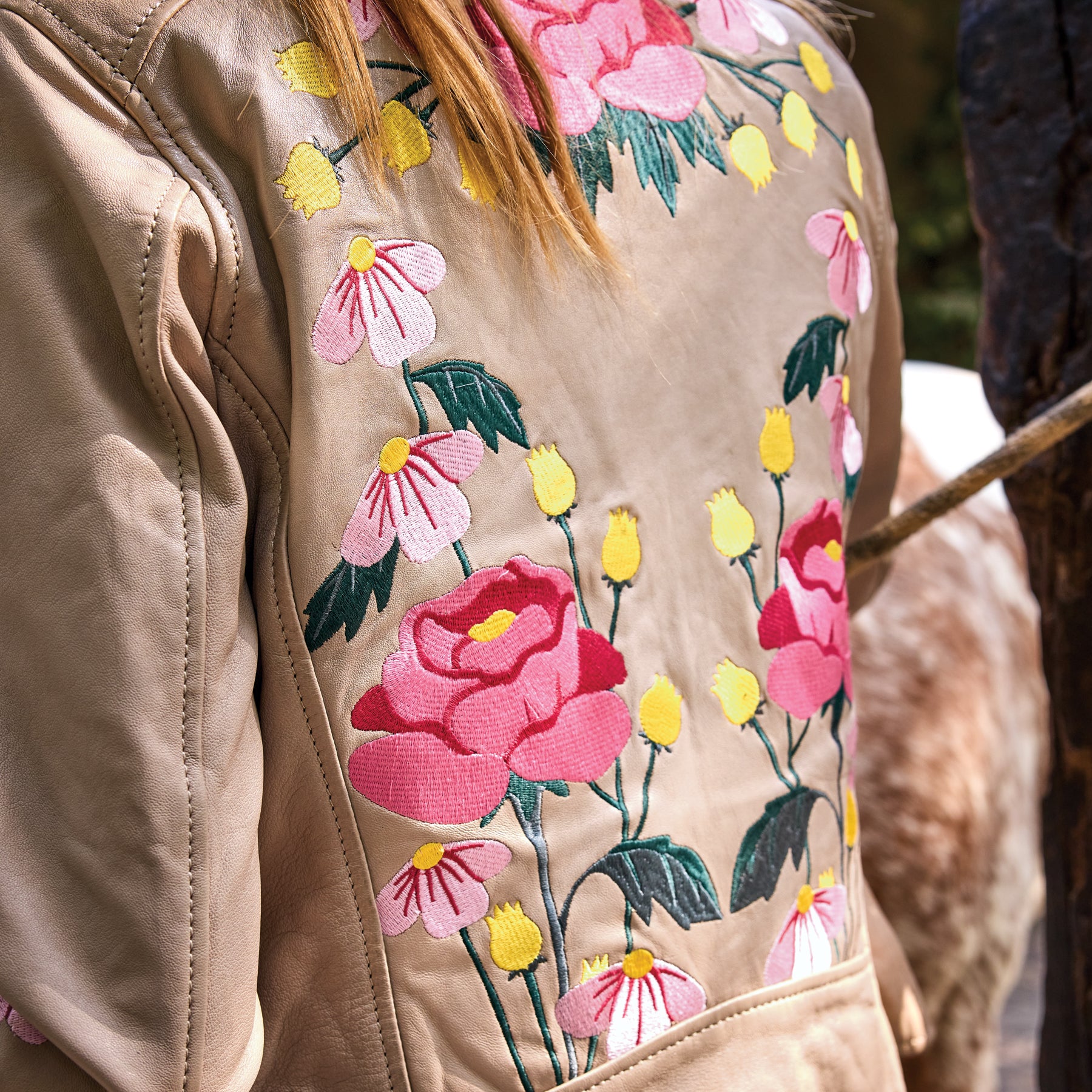 Peonie Blossom Leather Jacket