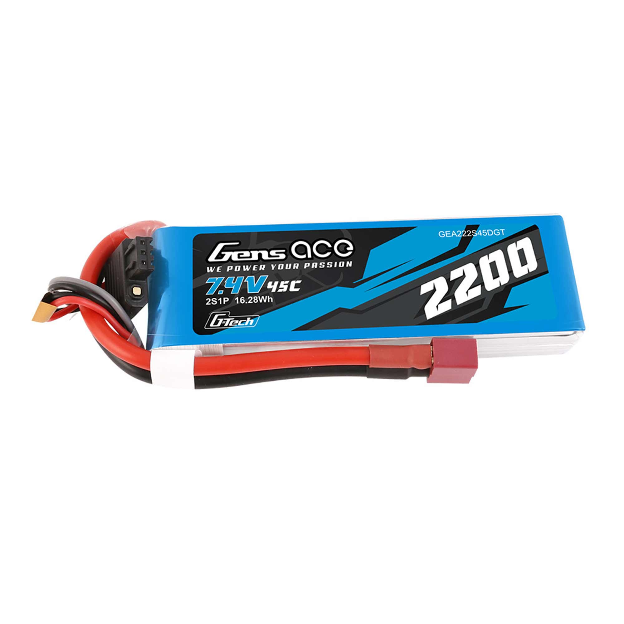 7.4V 2200mAh 2S 45C G-tech Smart Lipo Battery: Deans