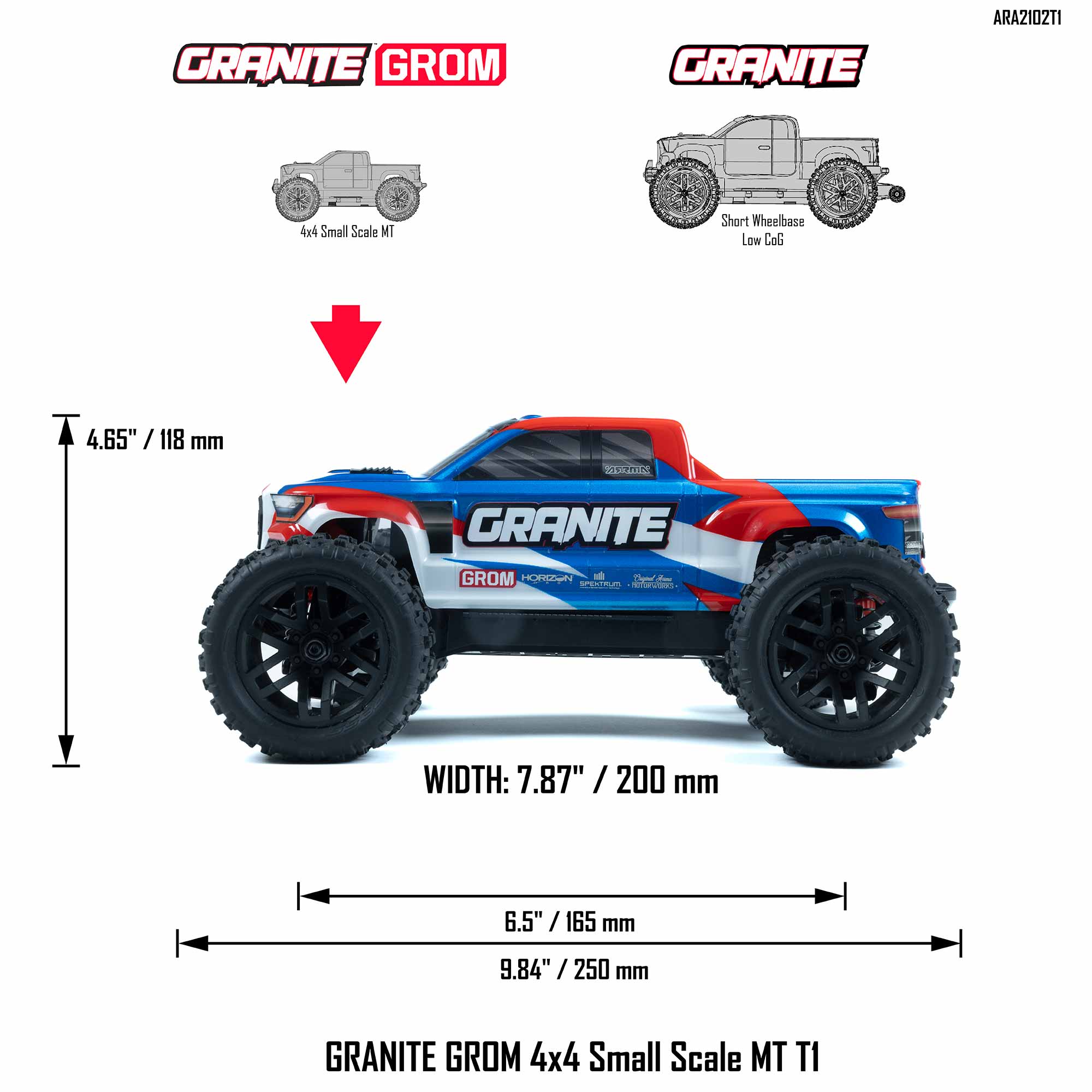 1/18 ARRMA GRANITE GROM (Battery & Charger Included)