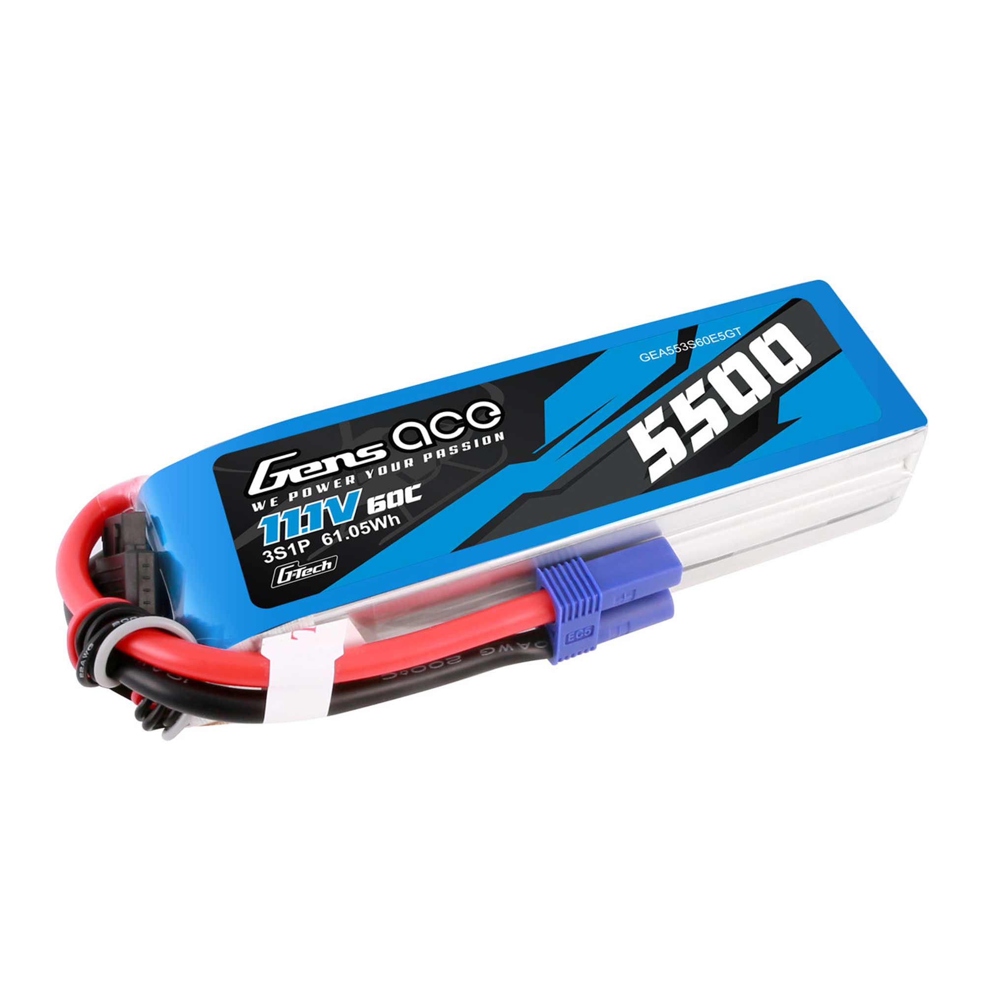 11.1V 5500mAh 3S 60C G-Tech LiPo Battery: EC5