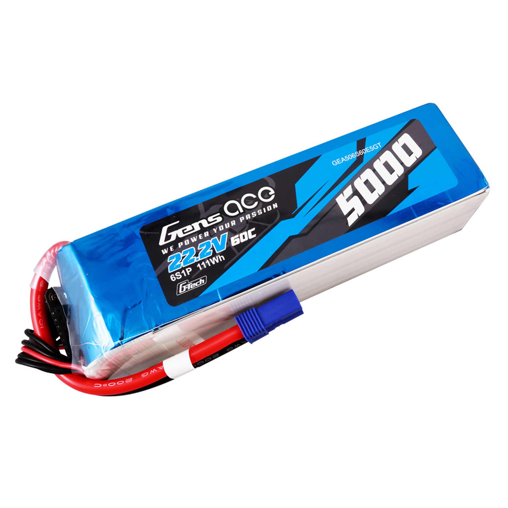 22.2V 5000mAh 6S 60C G-Tech Lipo Battery: EC5