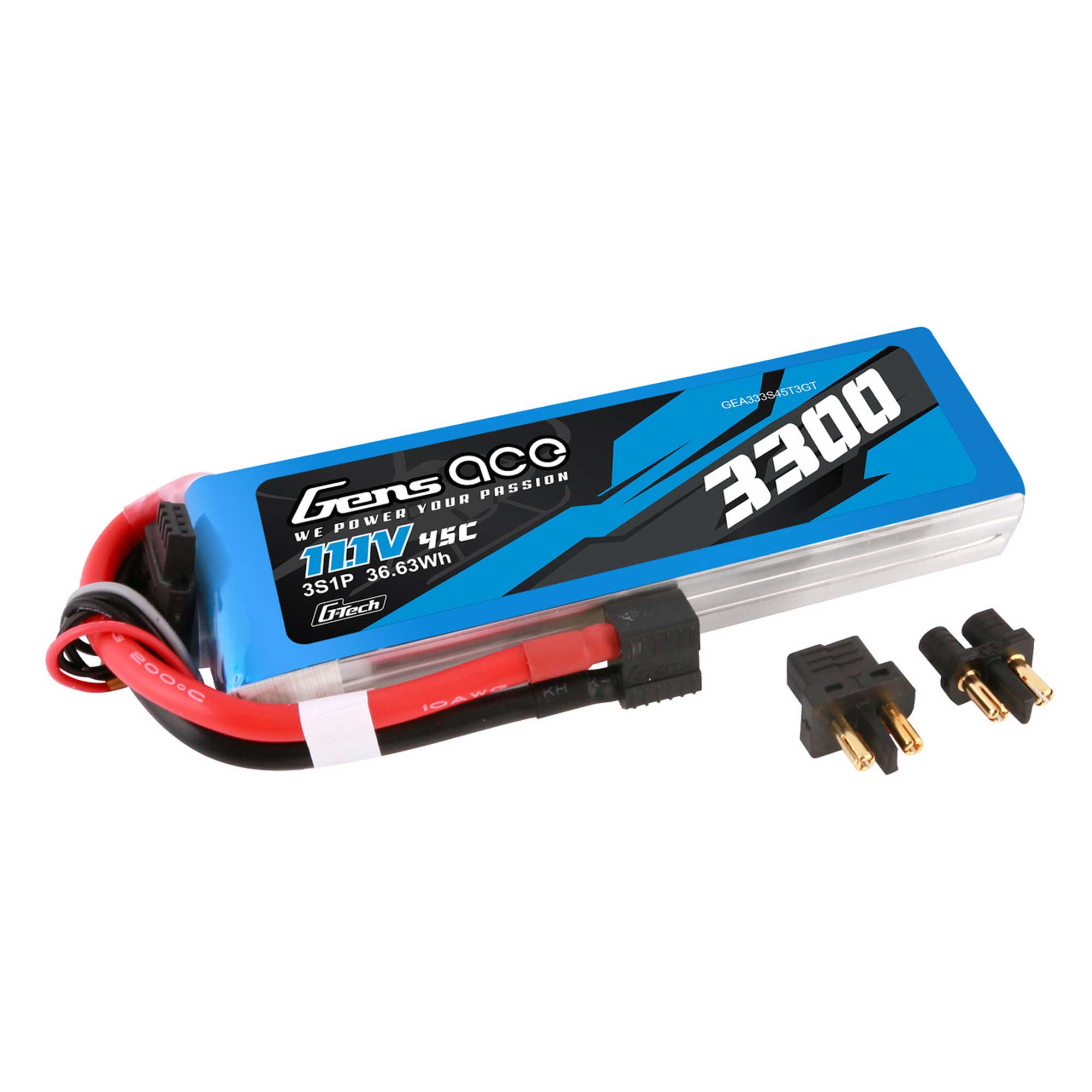 11.1V 3300mAh 3S 45C G-Tech LiPo Battery: EC3/ Deans