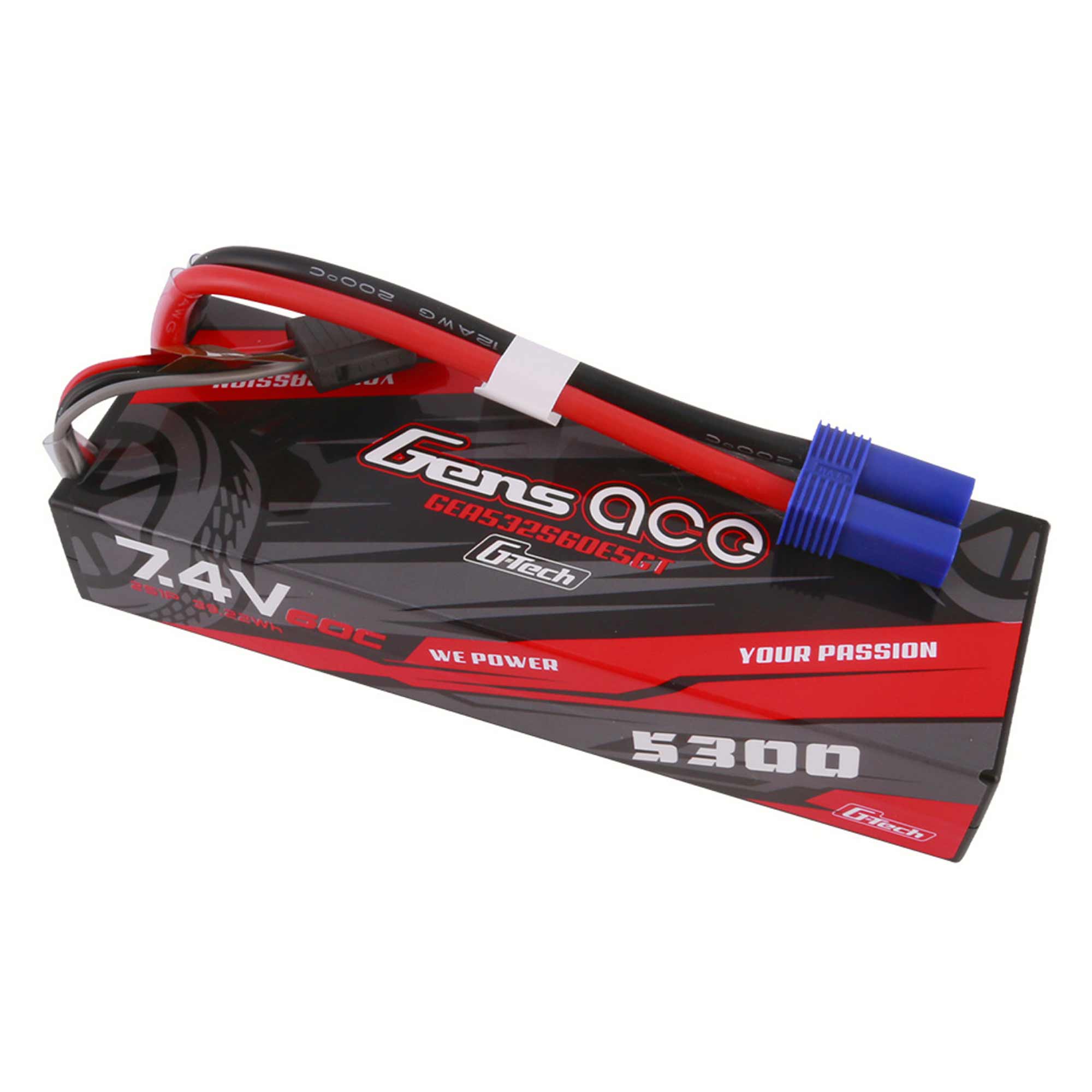7.4V 5300mAh 2S 60C G-Tech Hardcase LiPo Battery: EC5