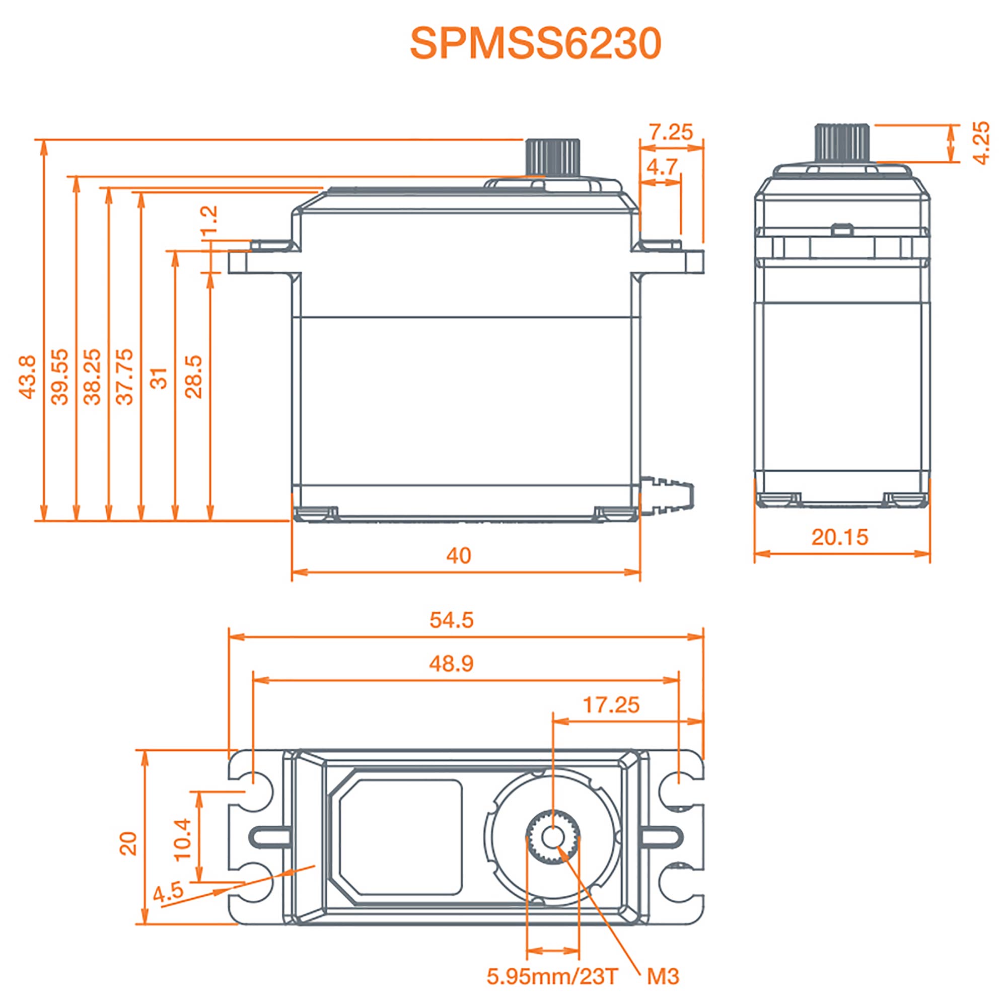 S6230 Standard Digital High Torque Metal Gear Surface Servo