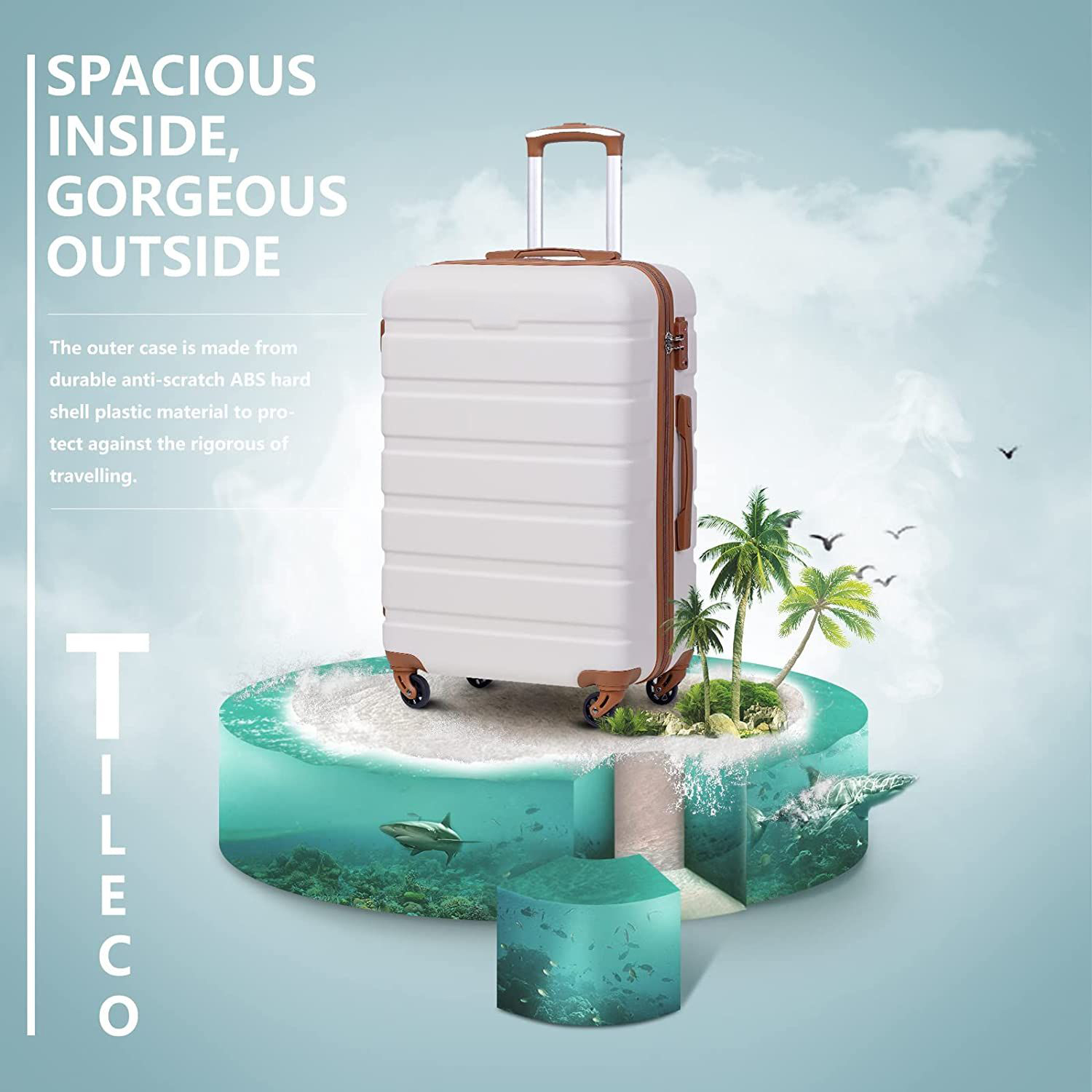 ??Luggage 3 Piece Set??Apricot White