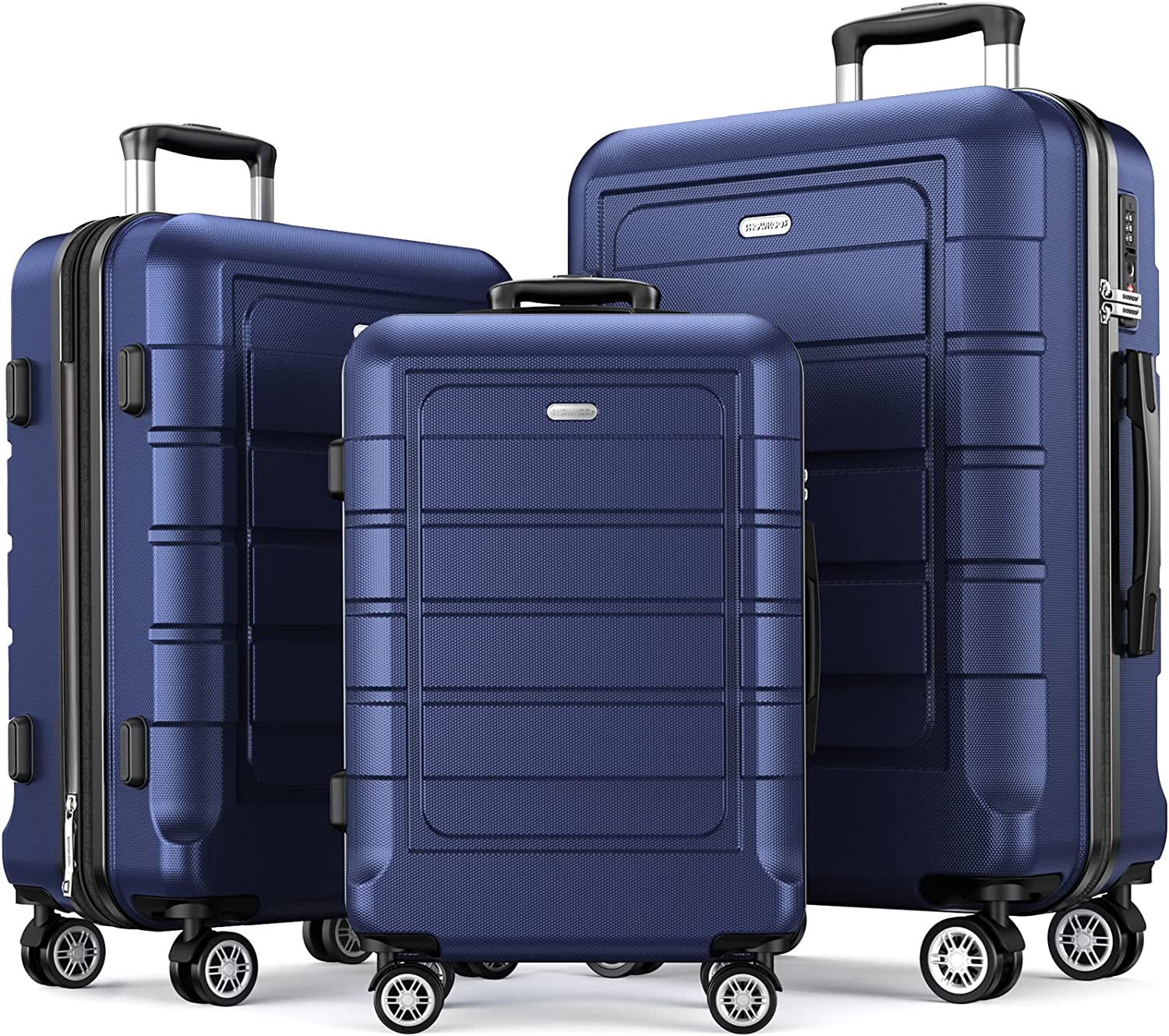 Luggage Sets Expandable PC+ABS Durable Suitcase Double Wheels TSA Lock 3pcs Blue