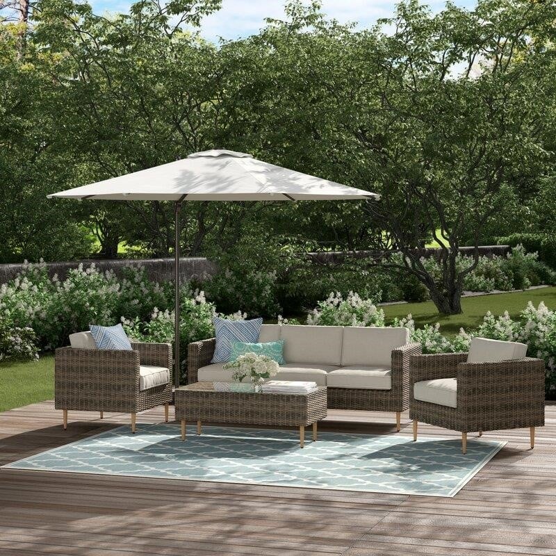 Cassidy Wicker/Rattan 5 - Person Seating Group with Cushions