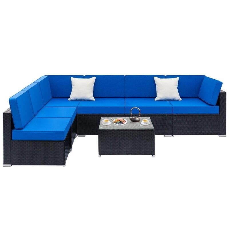 Aleighanna Wicker/Rattan 6 - Person Seating Group with Cushions