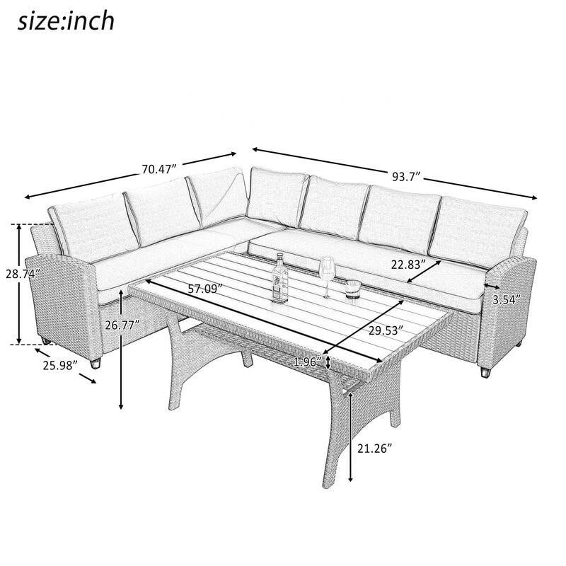Julianna Wicker/Rattan 7 - Person Seating Group with Cushions