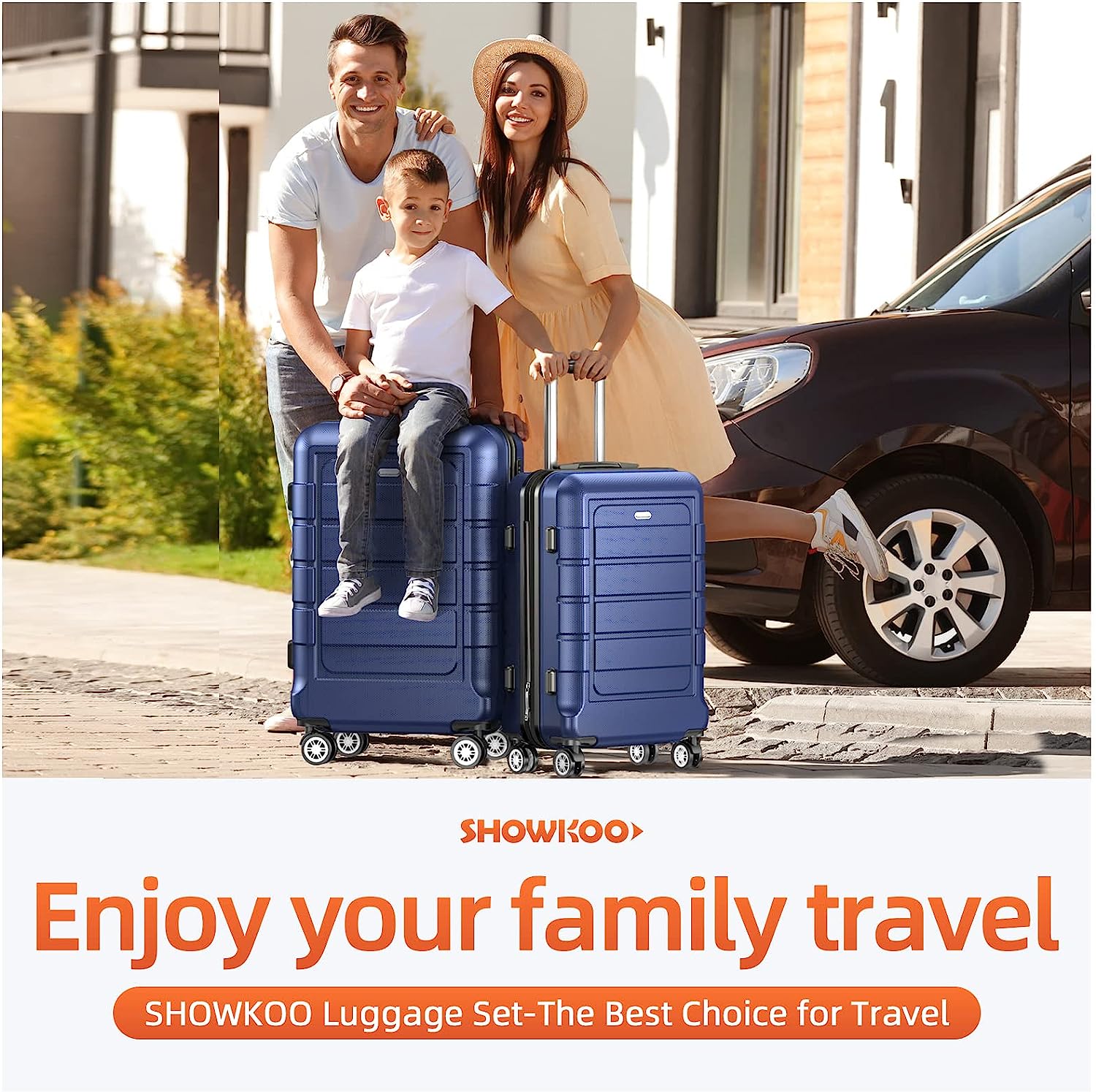 Luggage Sets Expandable PC+ABS Durable Suitcase Double Wheels TSA Lock 3pcs Blue