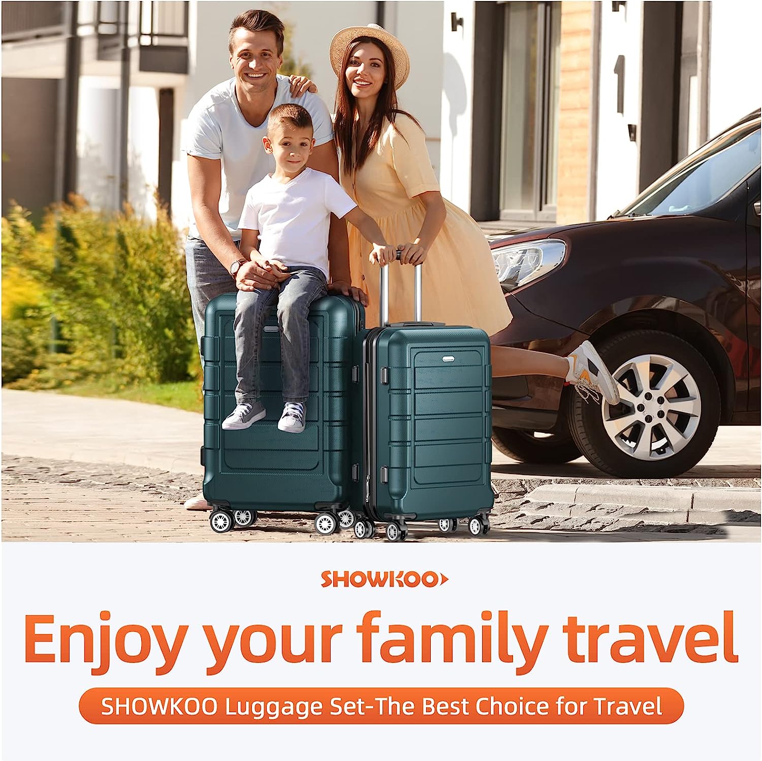 Luggage Sets Expandable Suitcase Double Wheels TSA Lock (ArmyGreen)