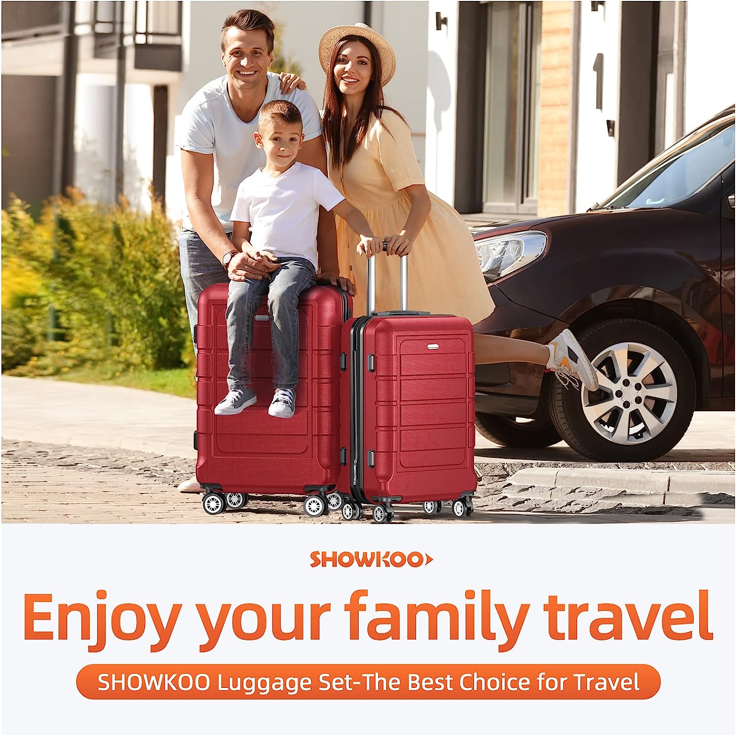 Luggage Sets Expandable PC+ABS Durable Suitcase Double Wheels TSA Lock Bright Red