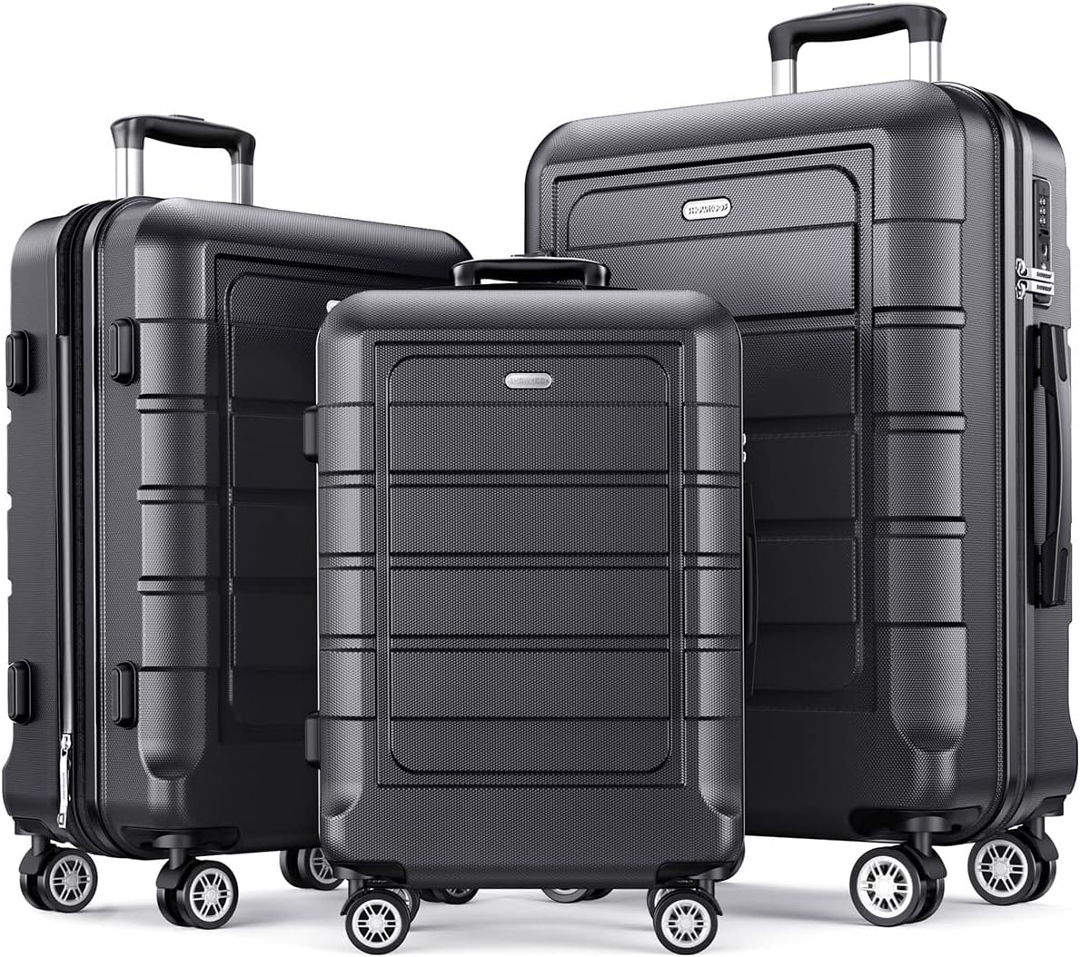 Luggage Sets Expandable Suitcase Double Wheels TSA Lock (Gray)