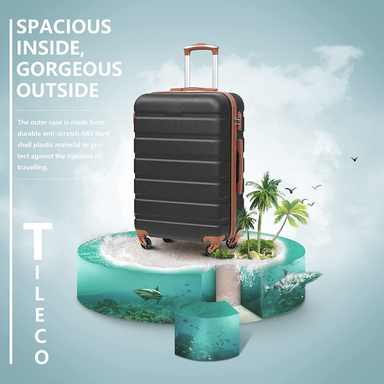 ??Luggage 3 Piece Set??Apricot Black