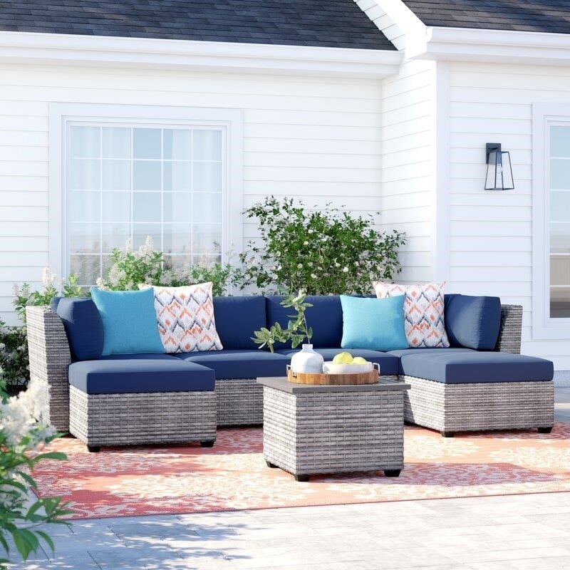 Kenwick Wicker/Rattan 5 - Person Seating Group with Cushions