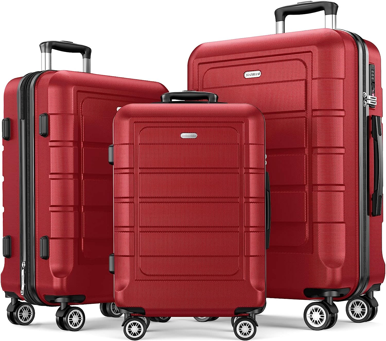 Luggage Sets Expandable PC+ABS Durable Suitcase Double Wheels TSA Lock Bright Red