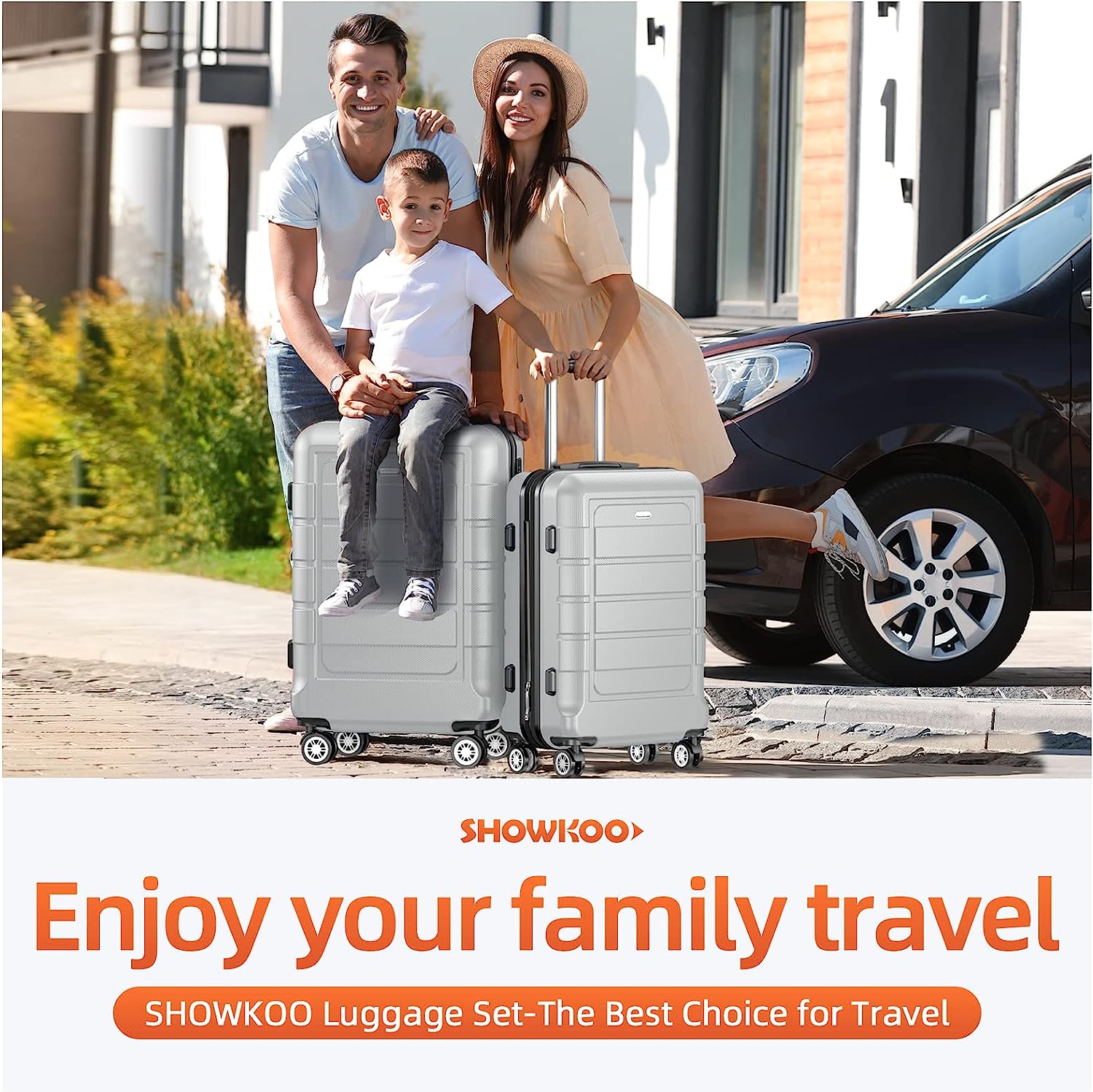 Luggage Sets Expandable PC+ABS Durable Suitcase Double Wheels TSA Lock Light Gray 3pcs-