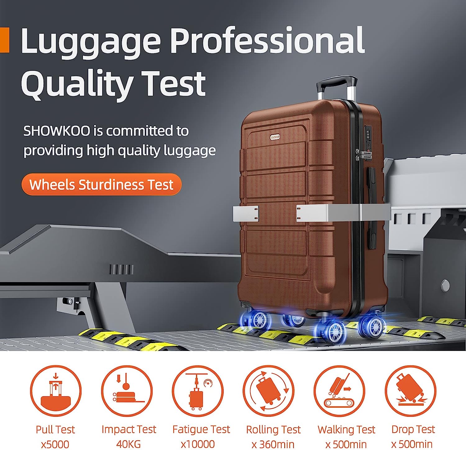 Luggage Sets Expandable PC+ABS Durable Suitcase Double Wheels TSA Lock Brown 3pcs-